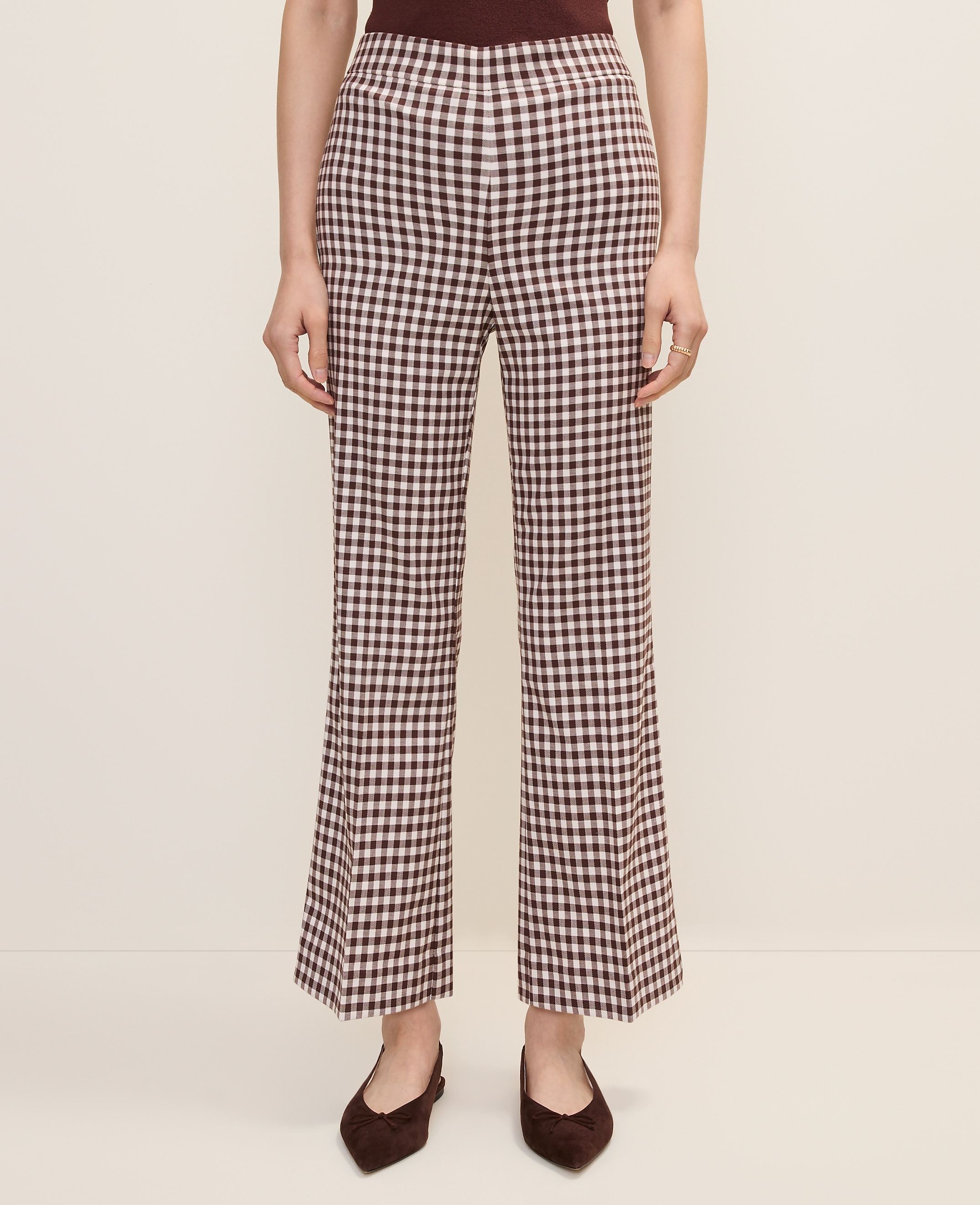 The Gingham Side Zip Flare Pant &mdash; Curvy Fit