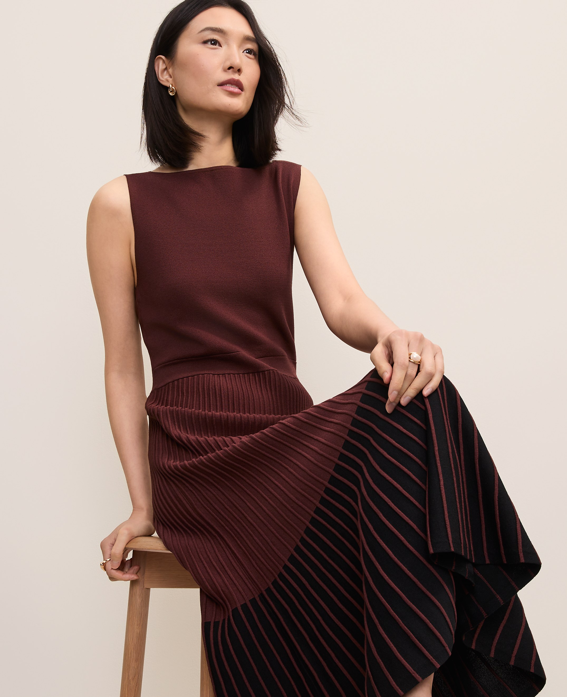Petite Colorblock Midi Sweater Dress