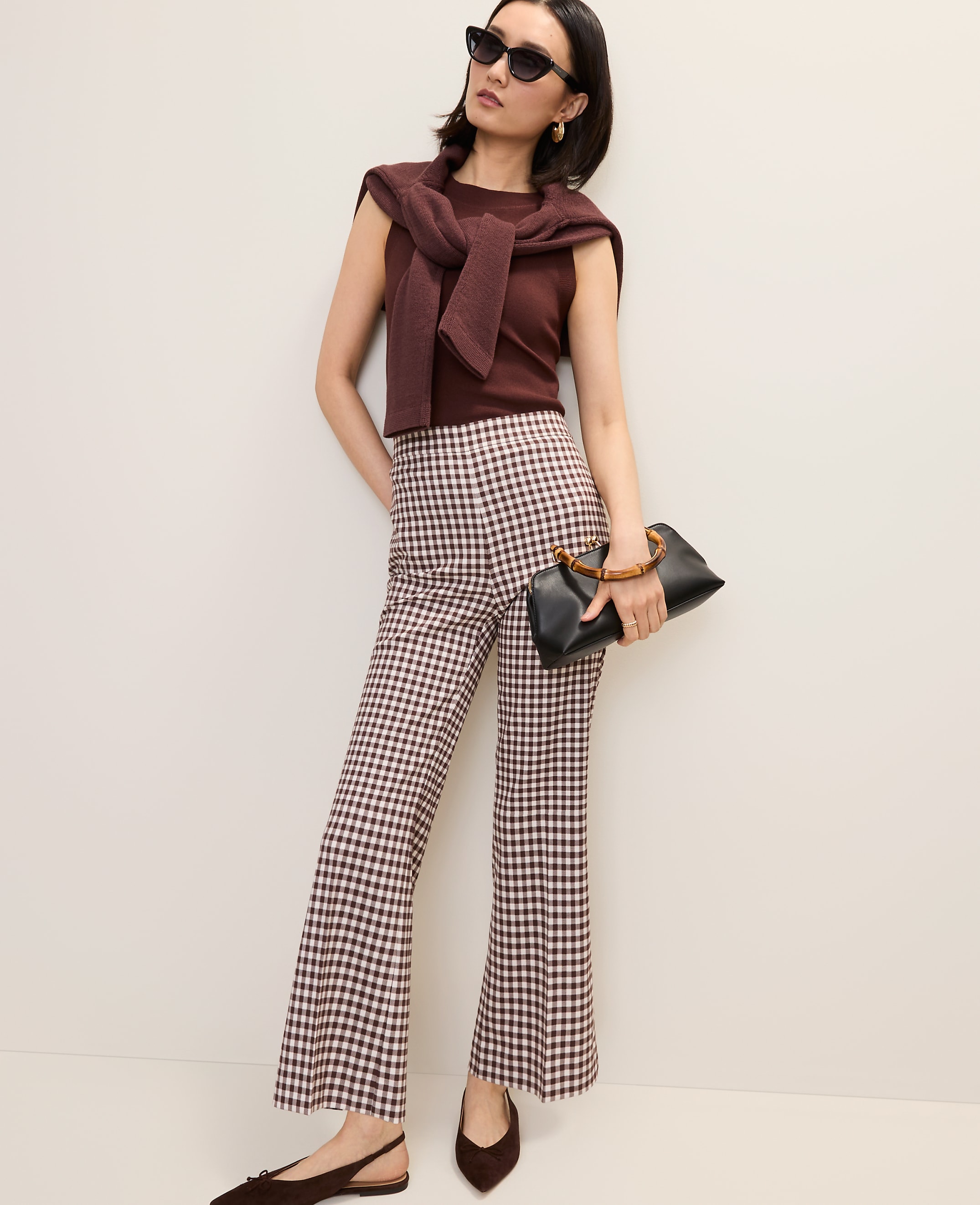 The Tall Side Zip Flare Pant in Gingham