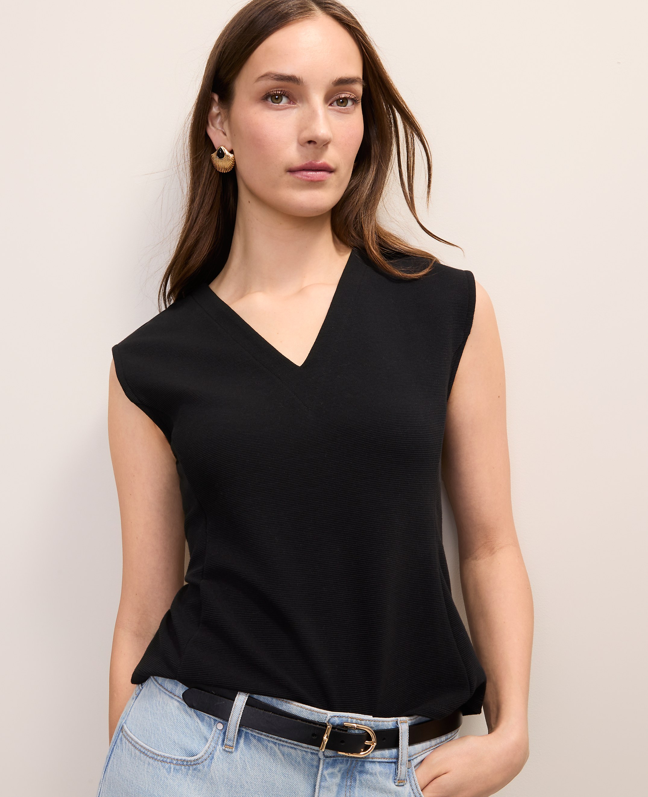 Petite Sleeveless V-Neck Top