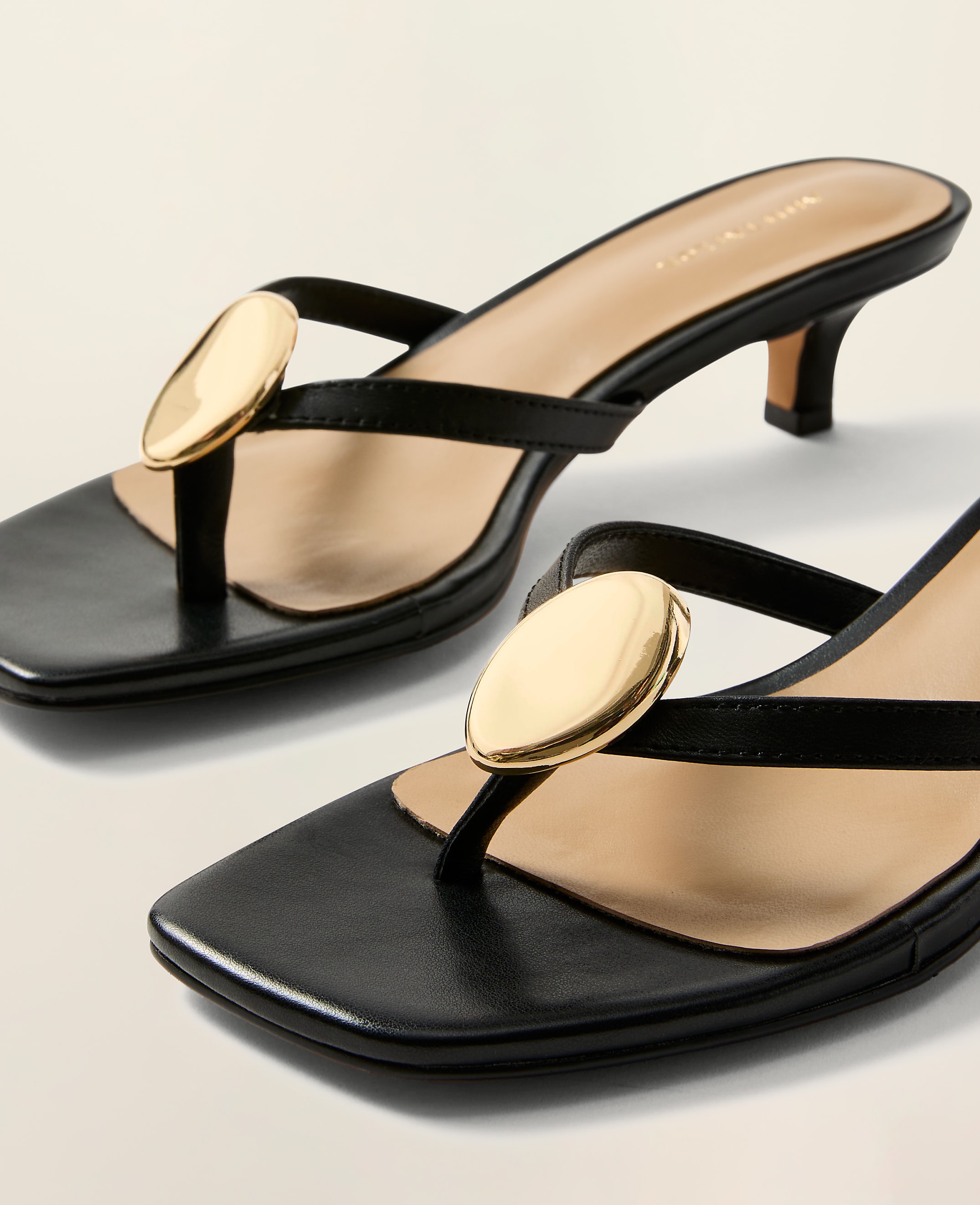 Leather Kitten Heel Sandal