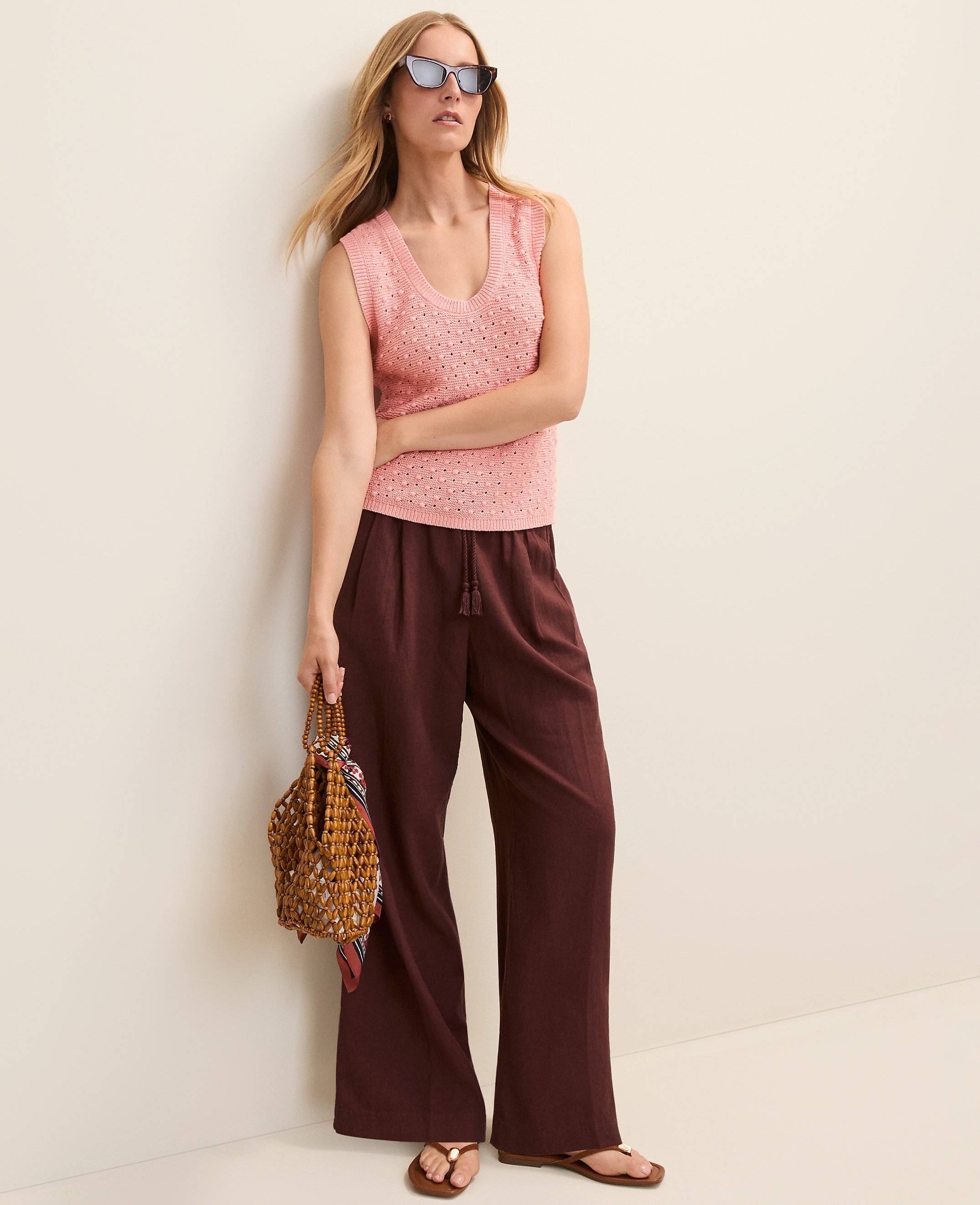 Weekend Easy Fit Wide-Leg Pant in Linen Blend