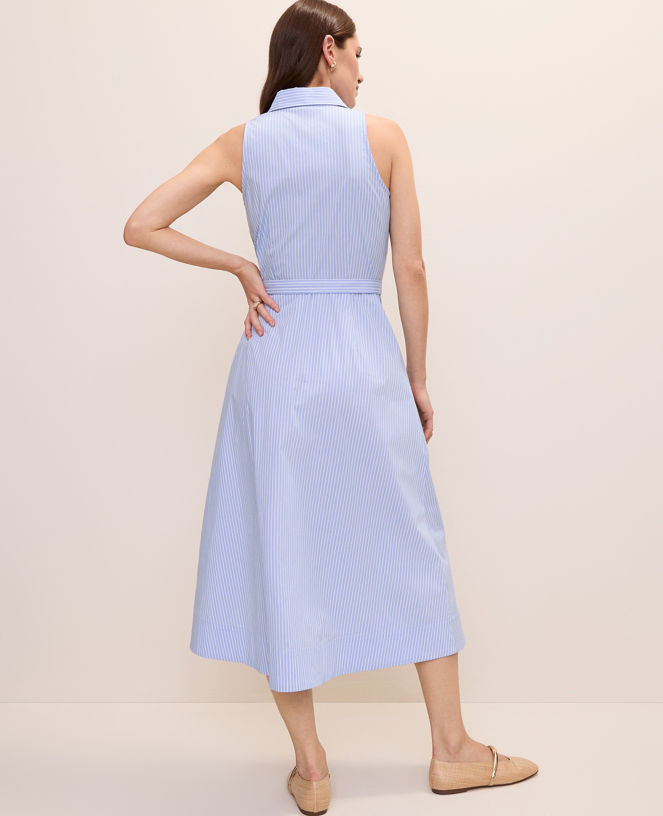 Striped Collared Halter Midi Dress - thumbnail 3