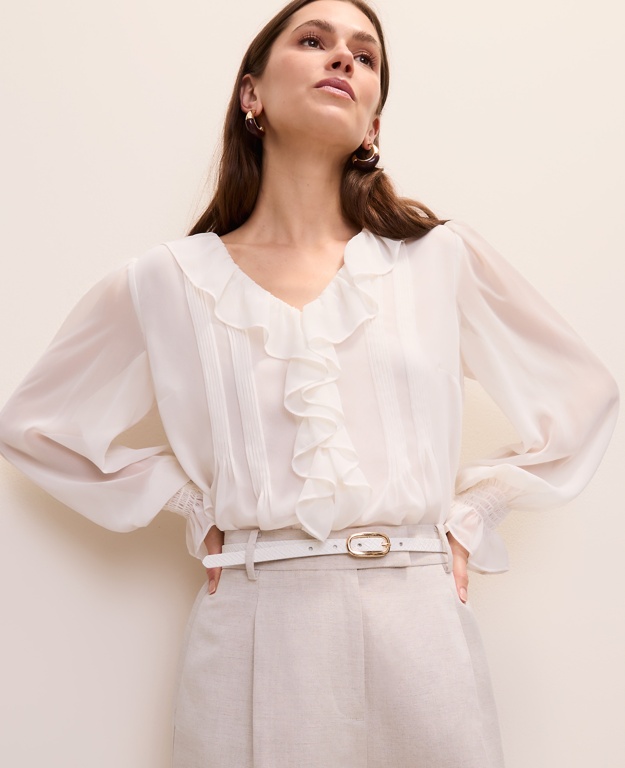 Ruffle Trim Blouse