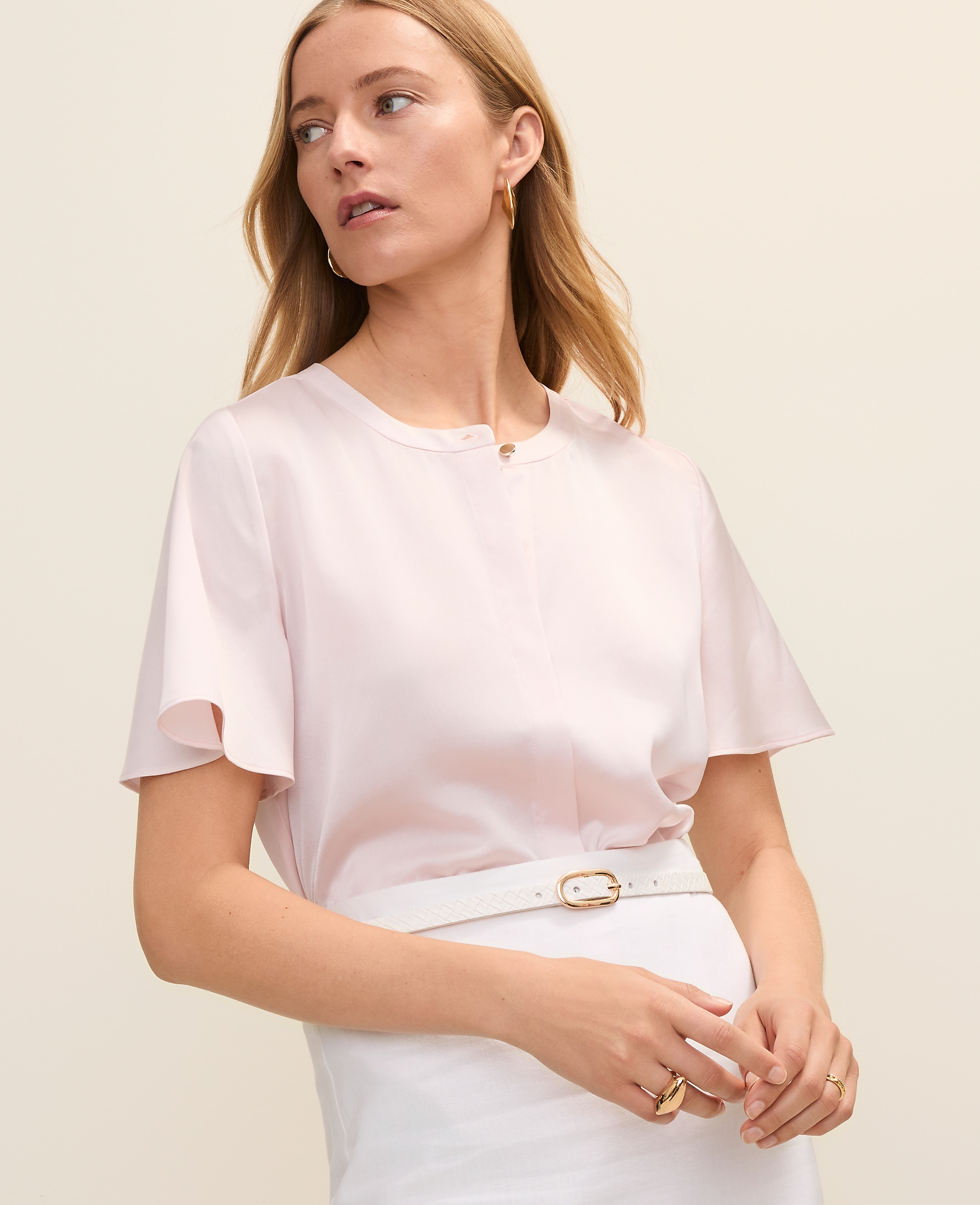 Flutter Sleeve Top in Satin