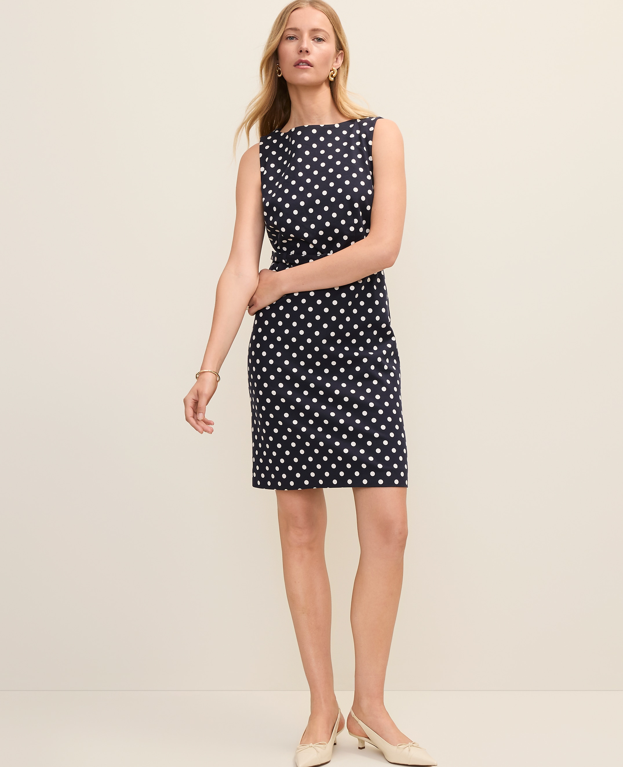 The Belted Shift Dress in Polka Dot