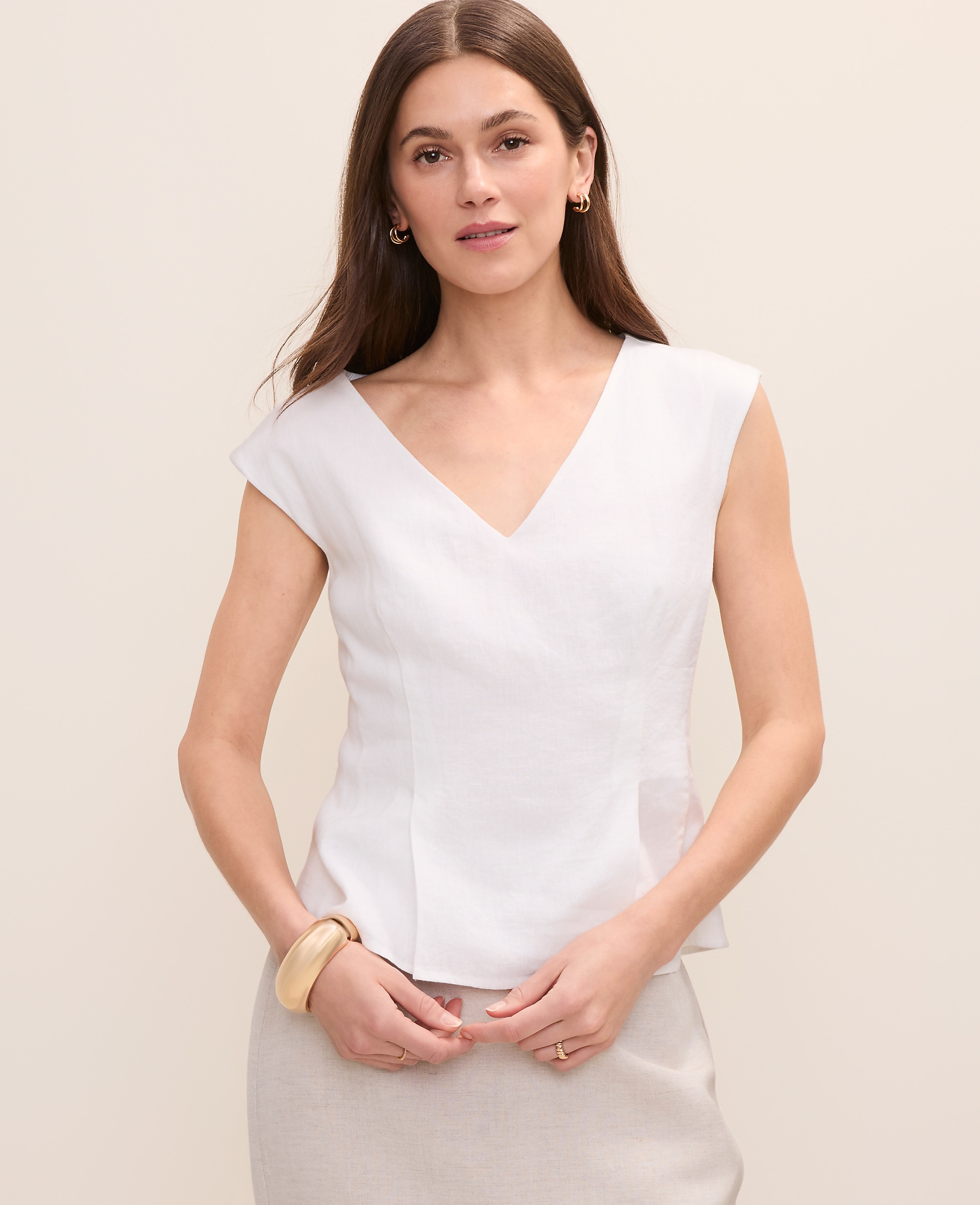 Petite Peplum Top in Satin