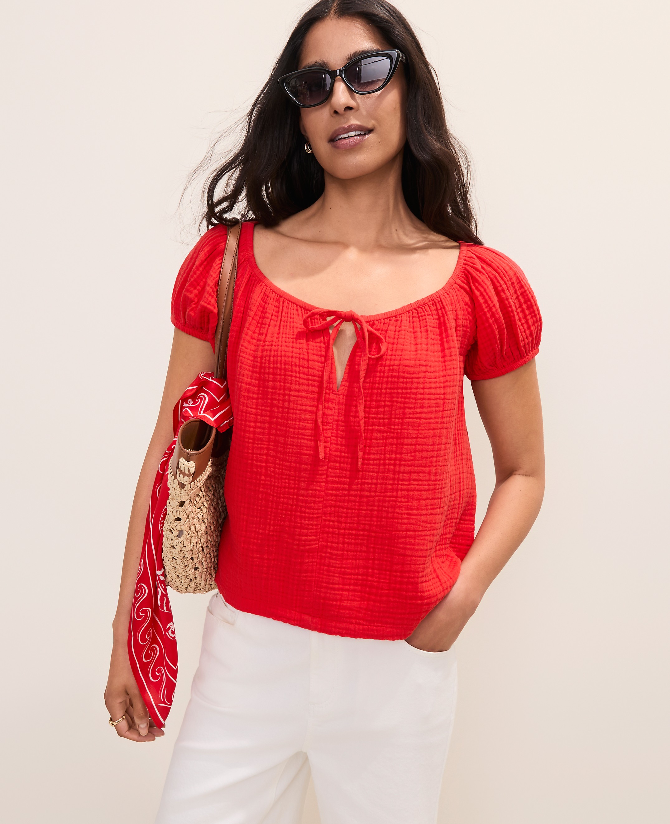 Gathered Tie Neck Top