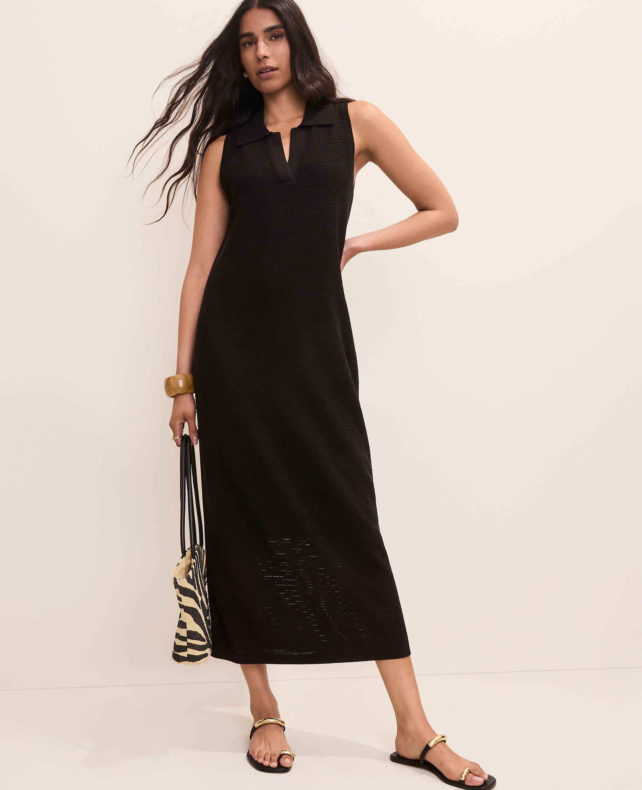 Petite Collared Halter Sweater Dress