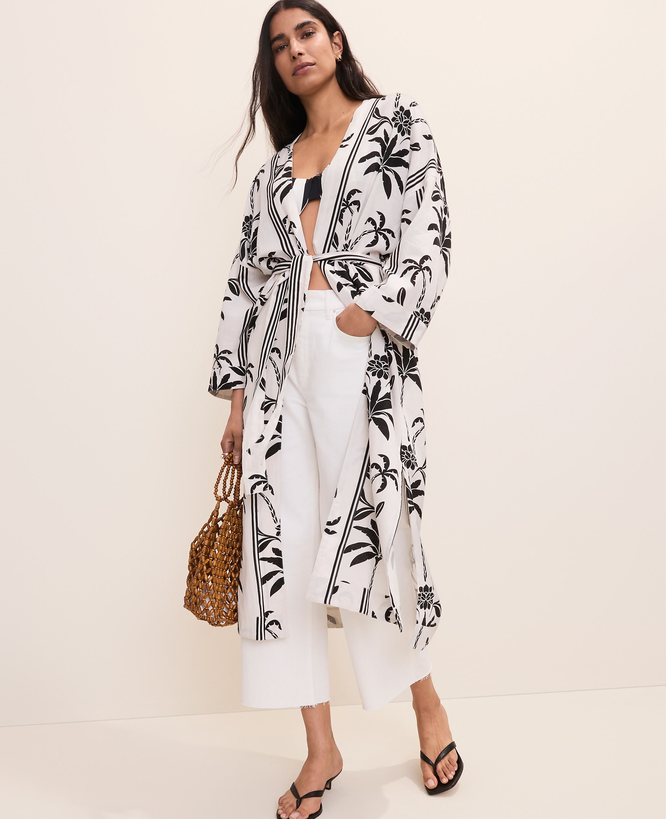 Palm Tree Belted Kimono
