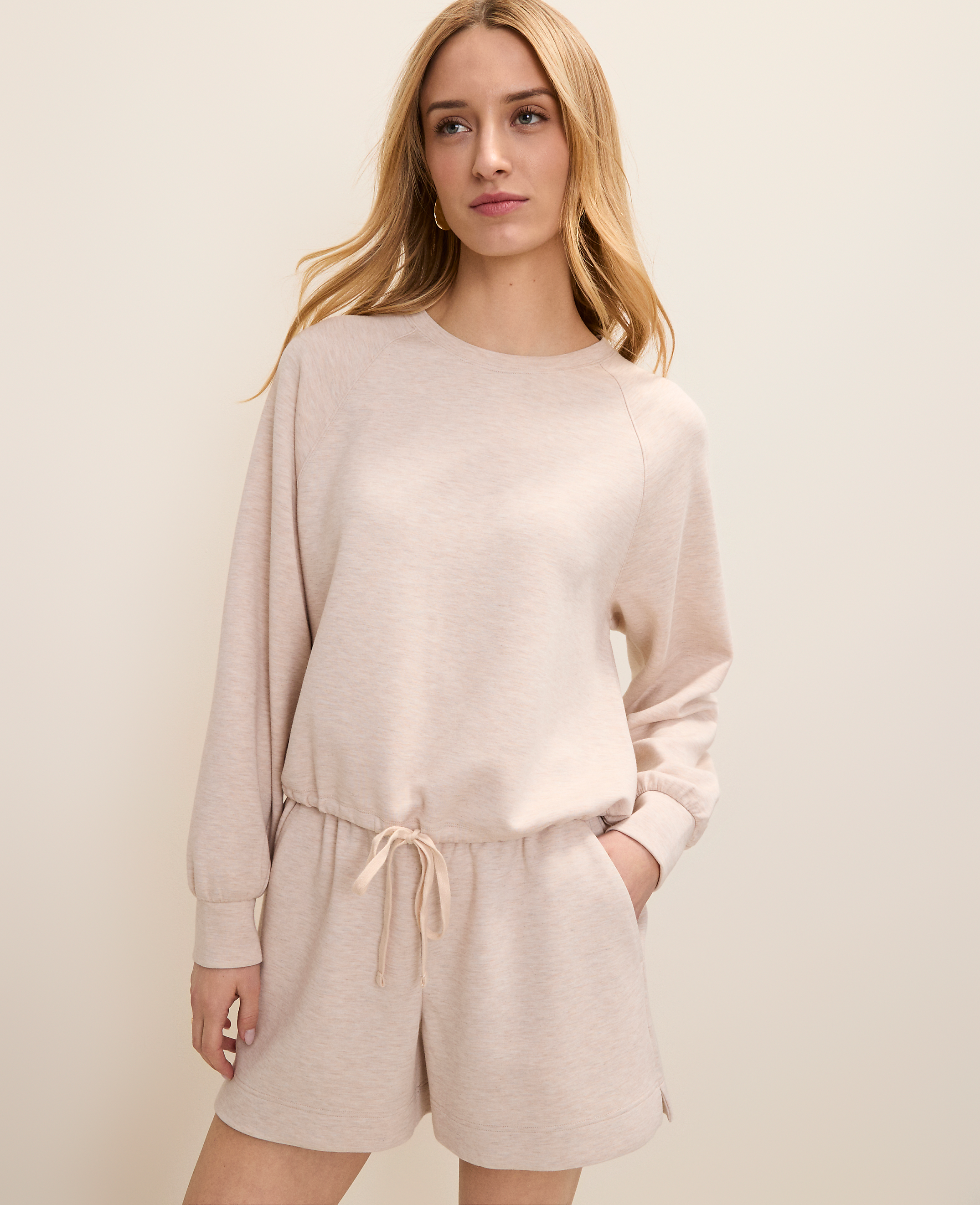 Petite Drawstring Crew Neck Sweatshirt in CloudPlush