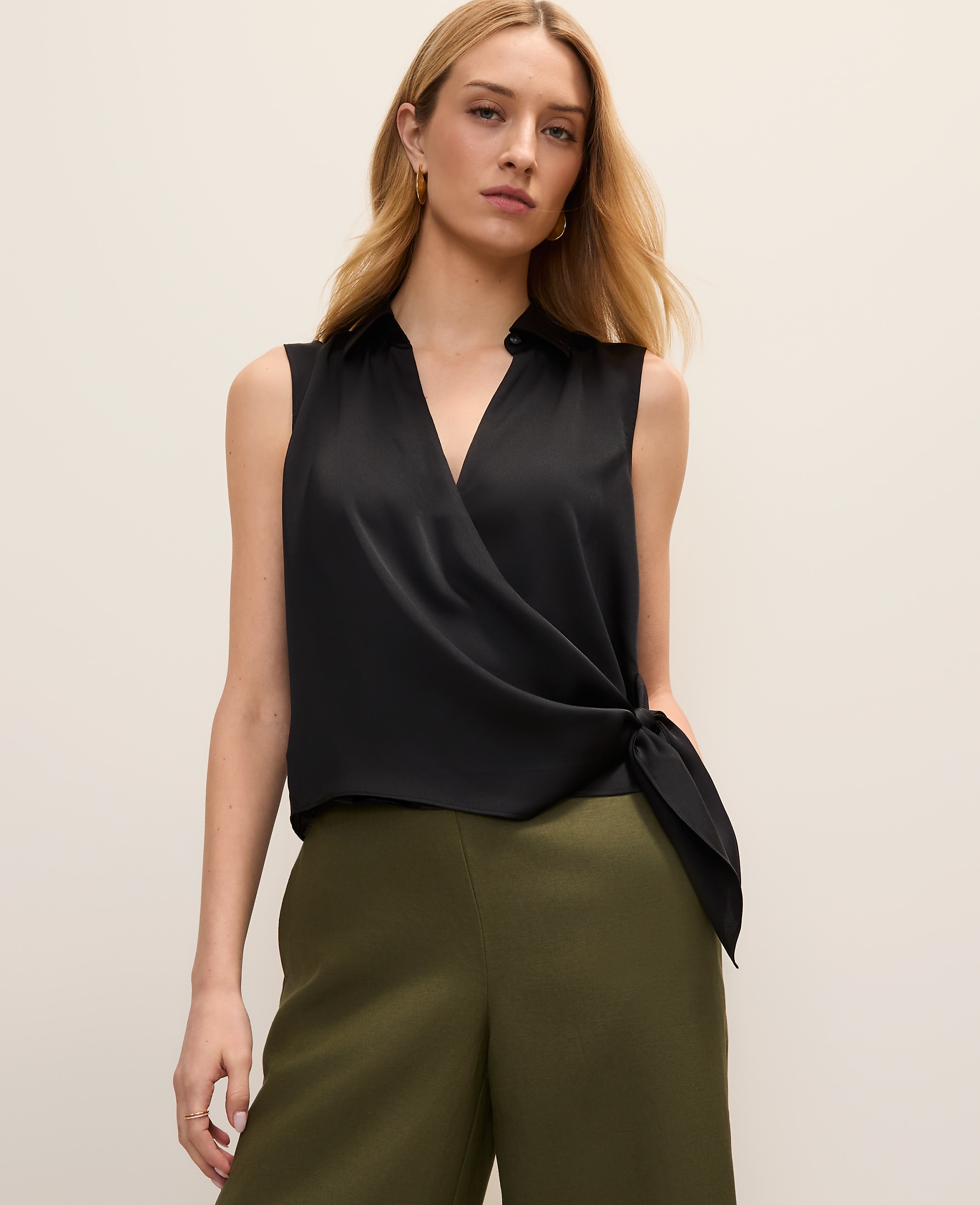 Petite Tie Waist Blouse