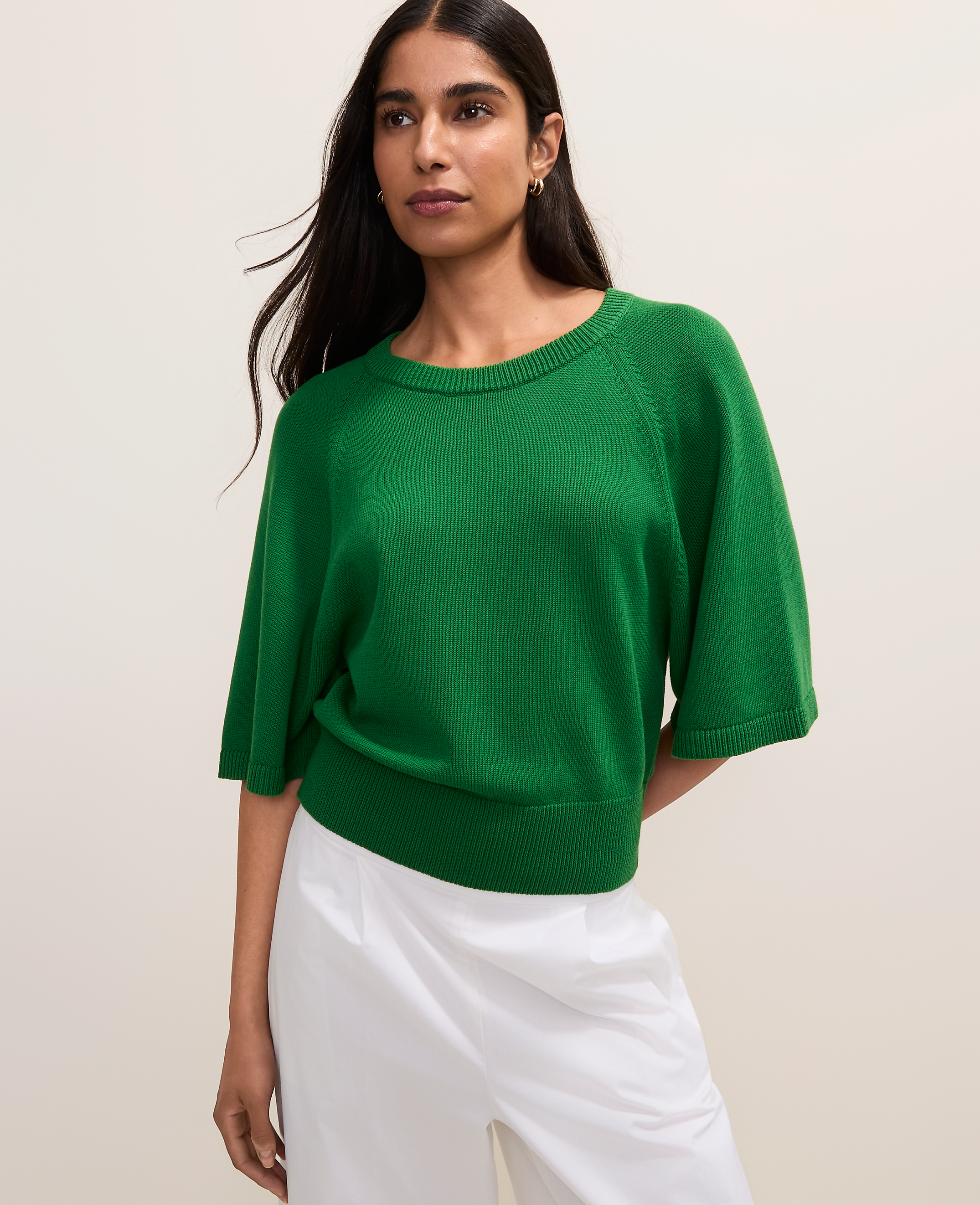Petite Raglan Crew Neck Sweater
