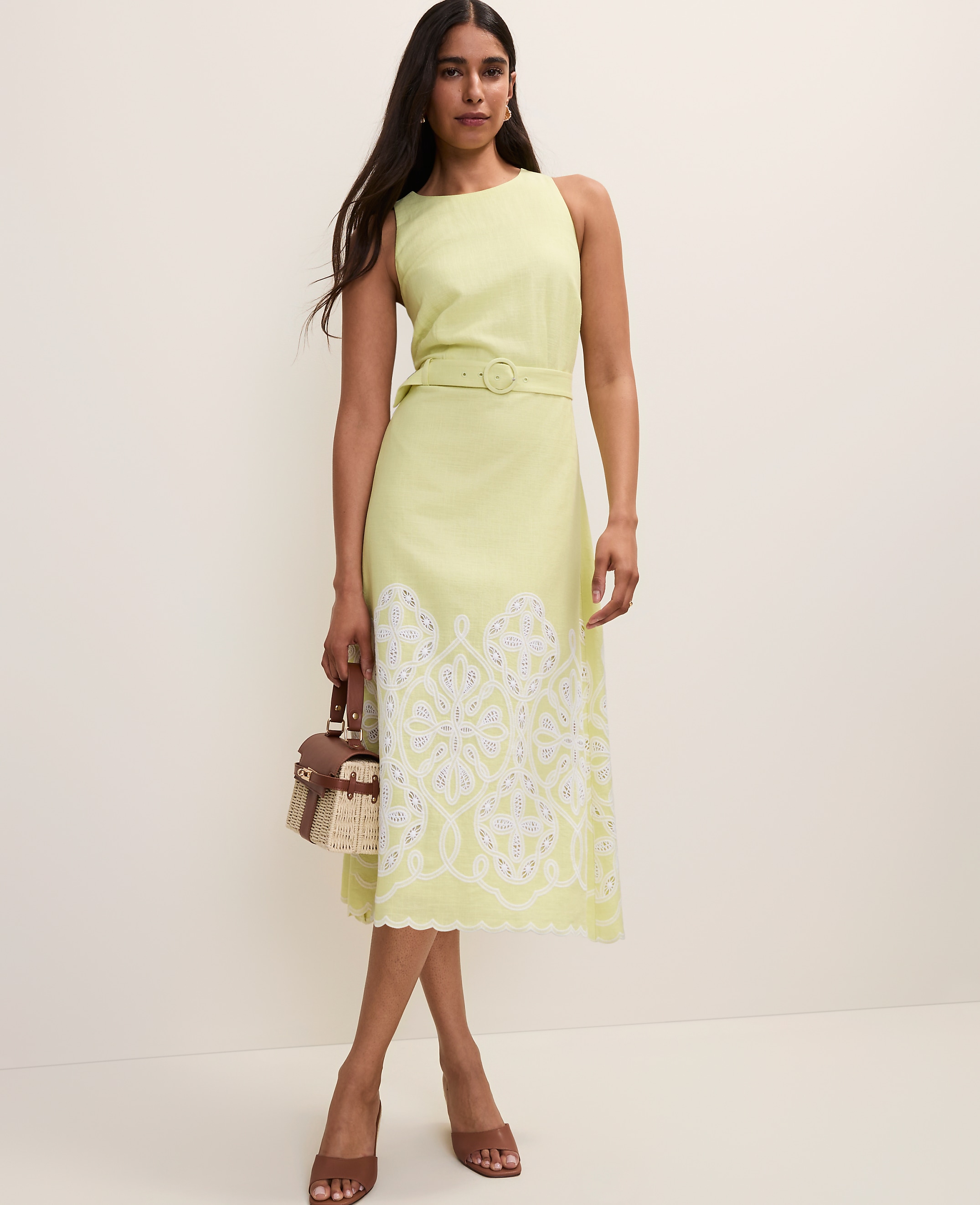 Petite Eyelet Halter Midi Dress