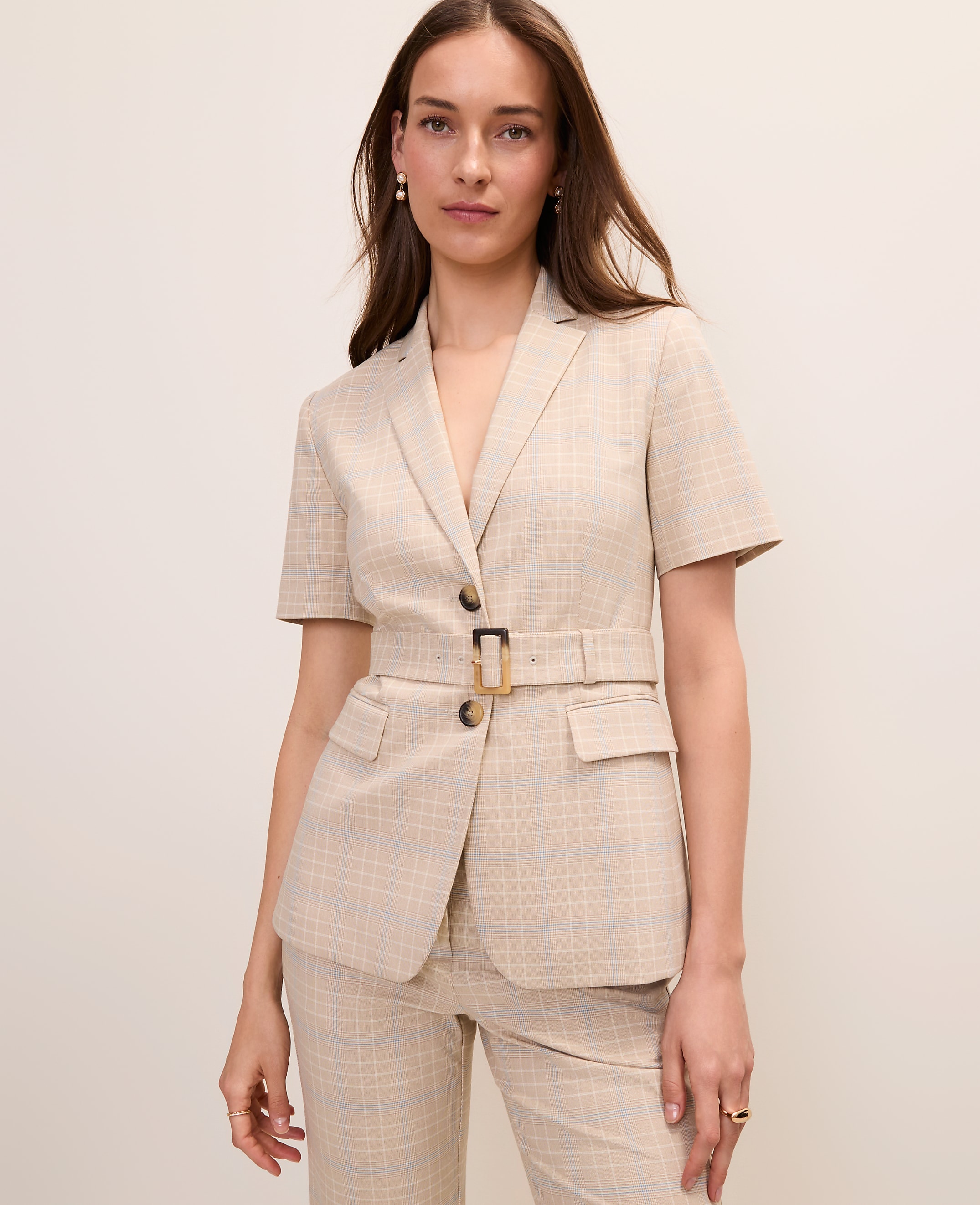 The Belted Greenwich Blazer in Plaid