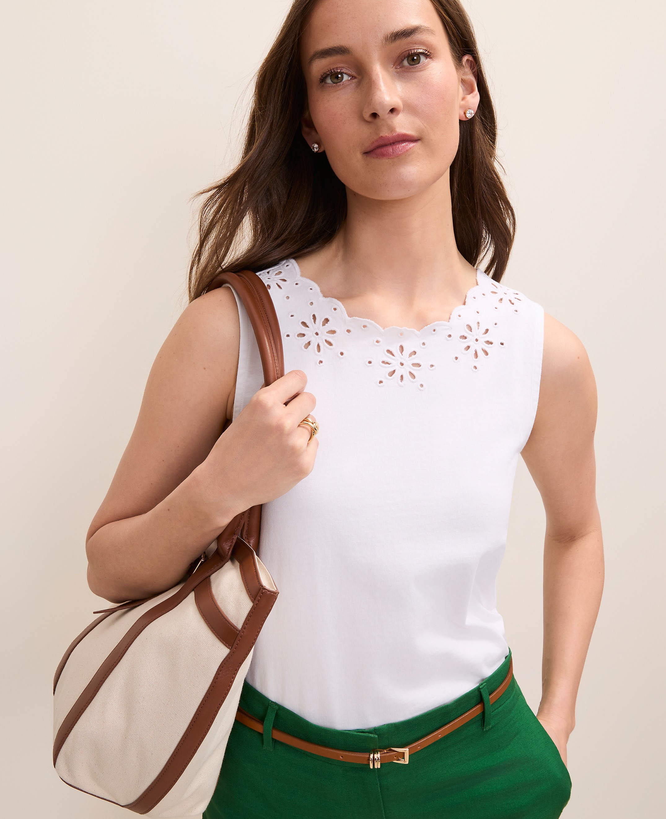 Petite Embroidered Tank Top