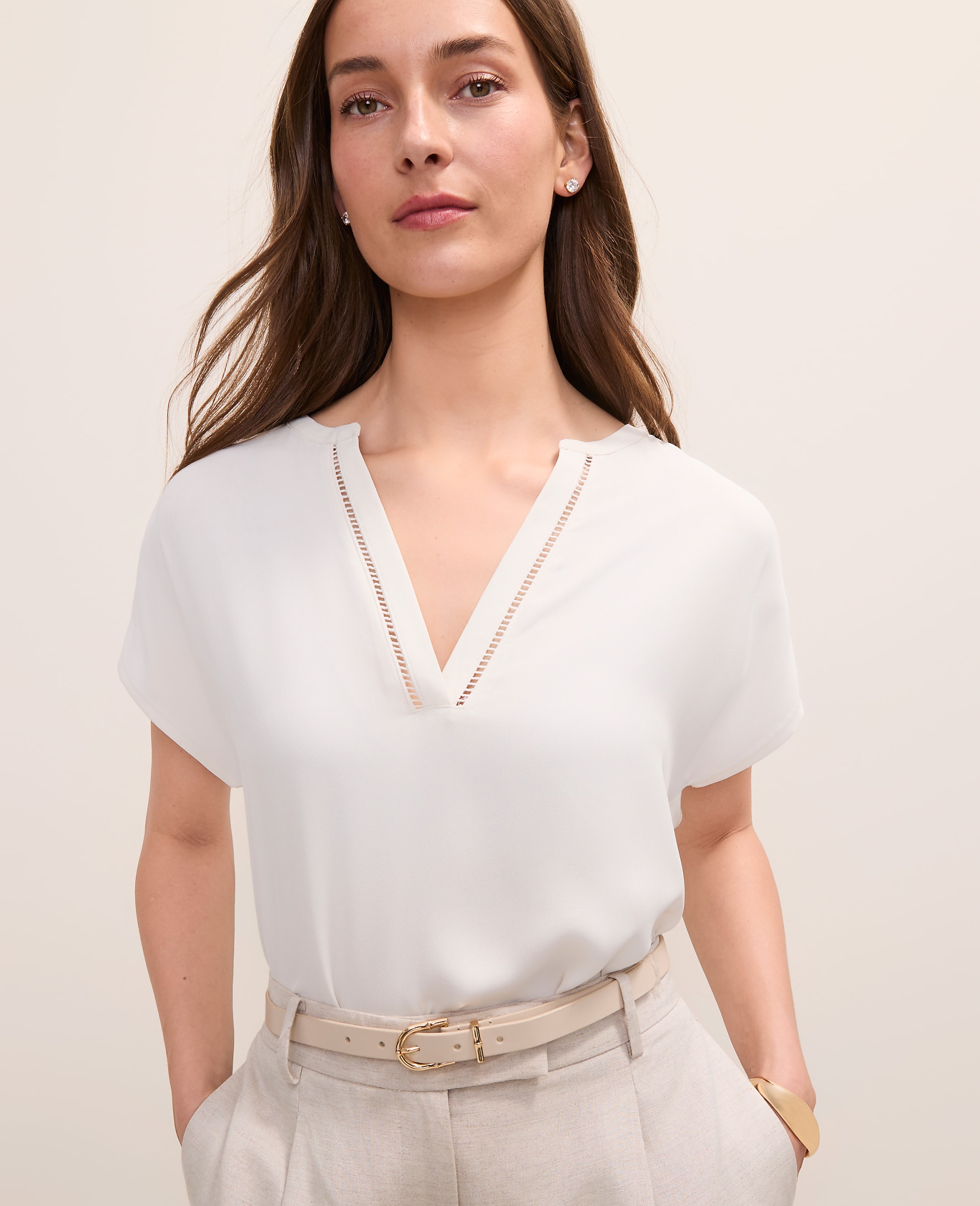 Lace Trim Mixed Media Top