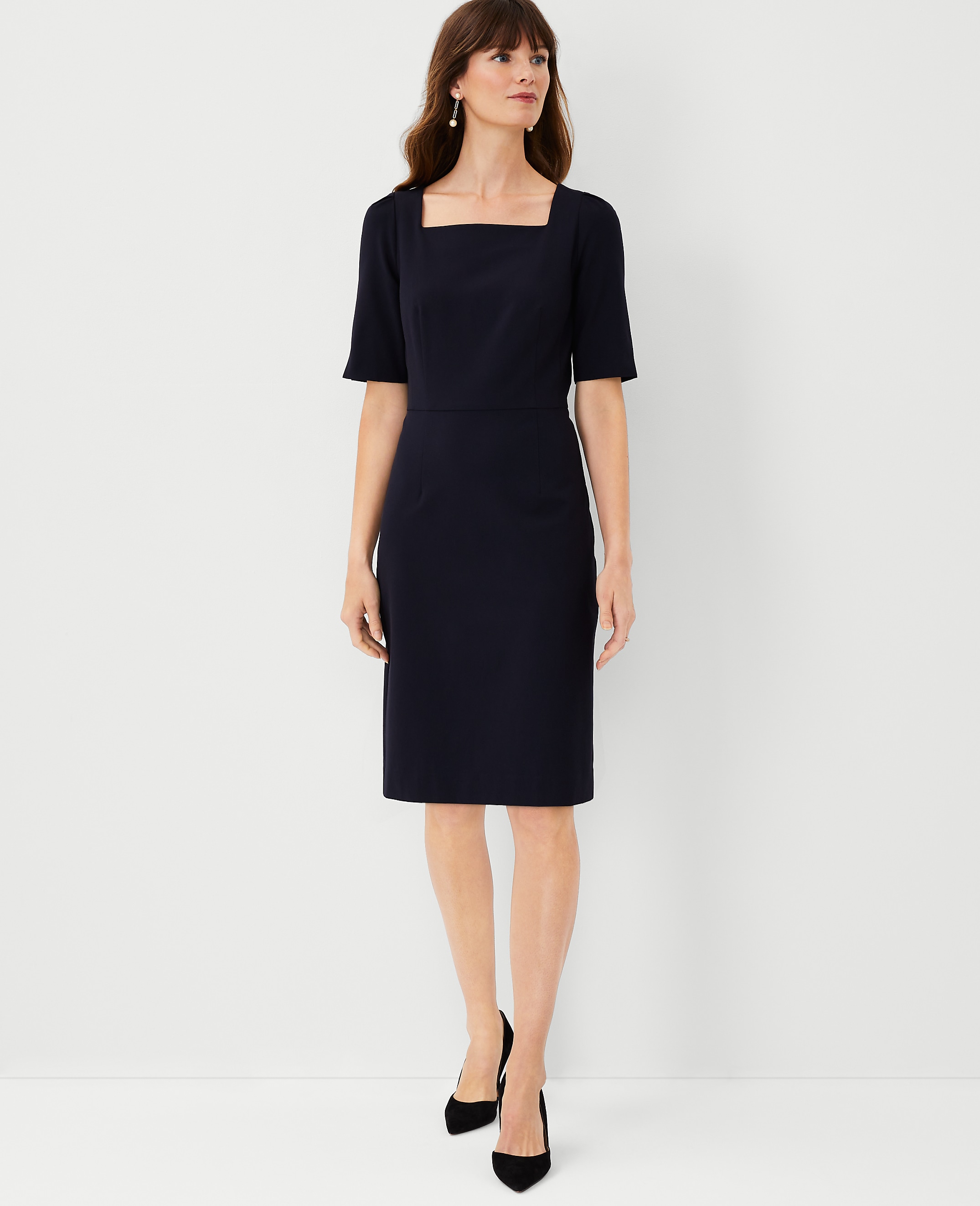 The Square Neck Sheath Dress in Seasonless Stretch