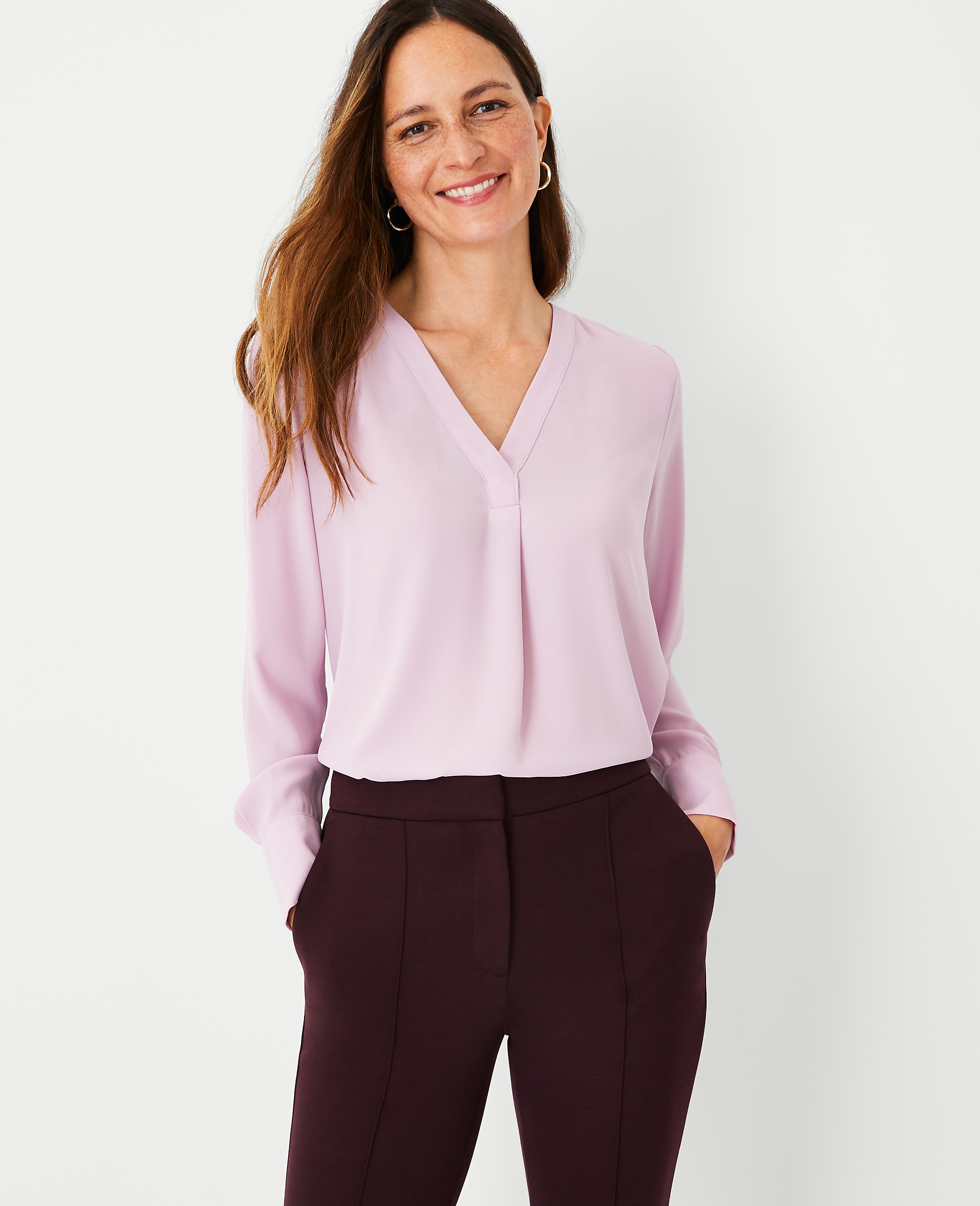 Mixed Media Pleat Front Top