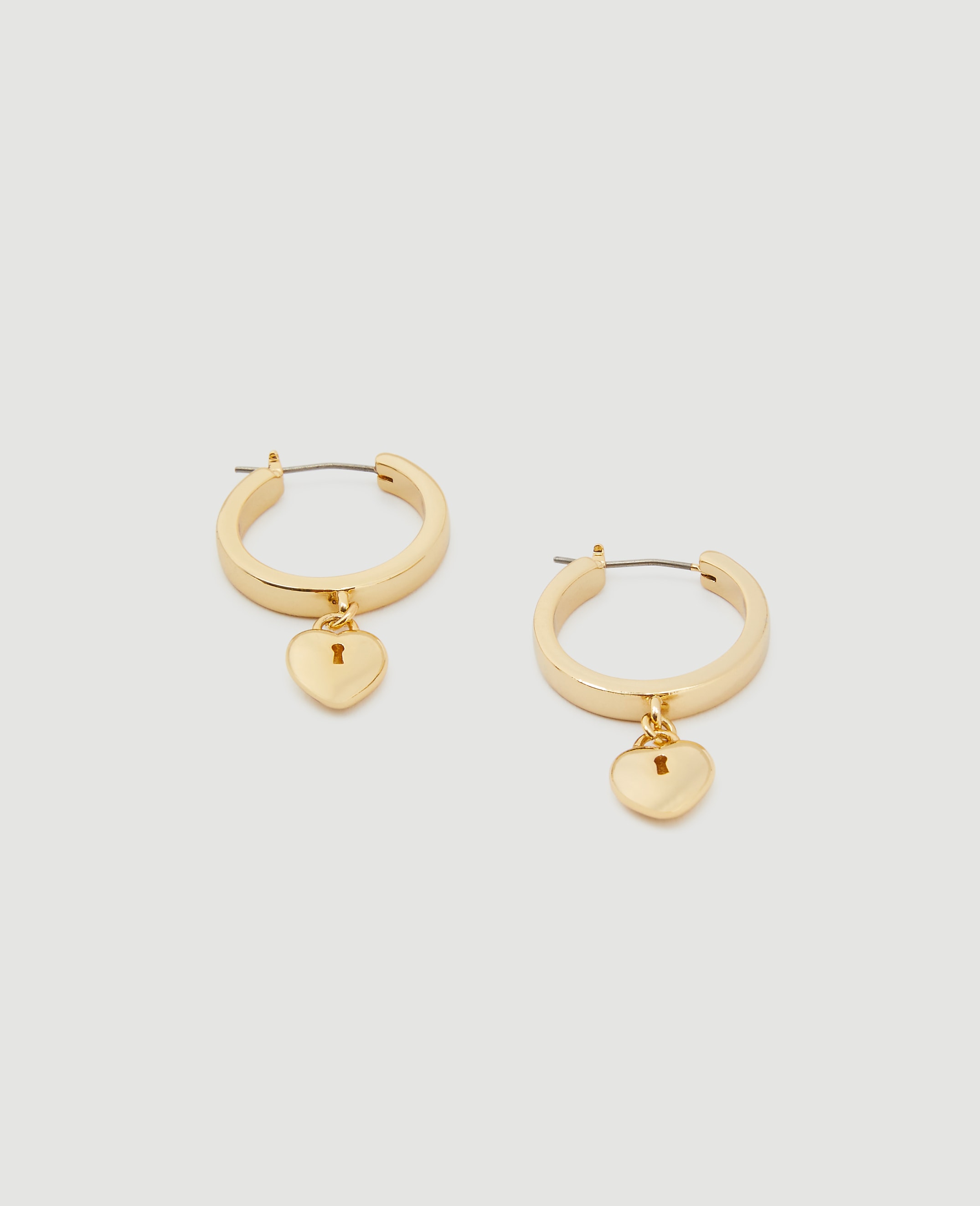 Enamel Heart Lock Huggie Earrings