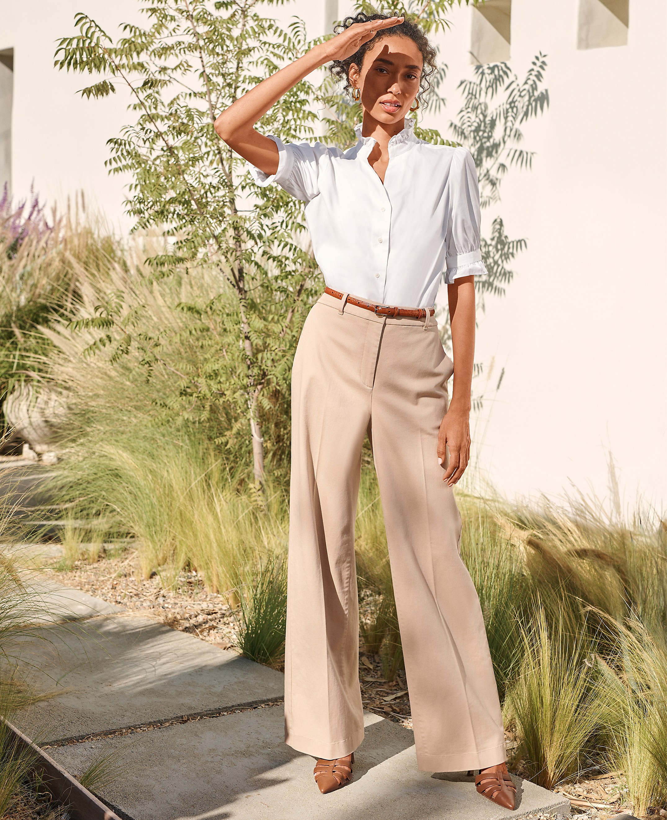 The Petite Wide Leg Pant in Cotton