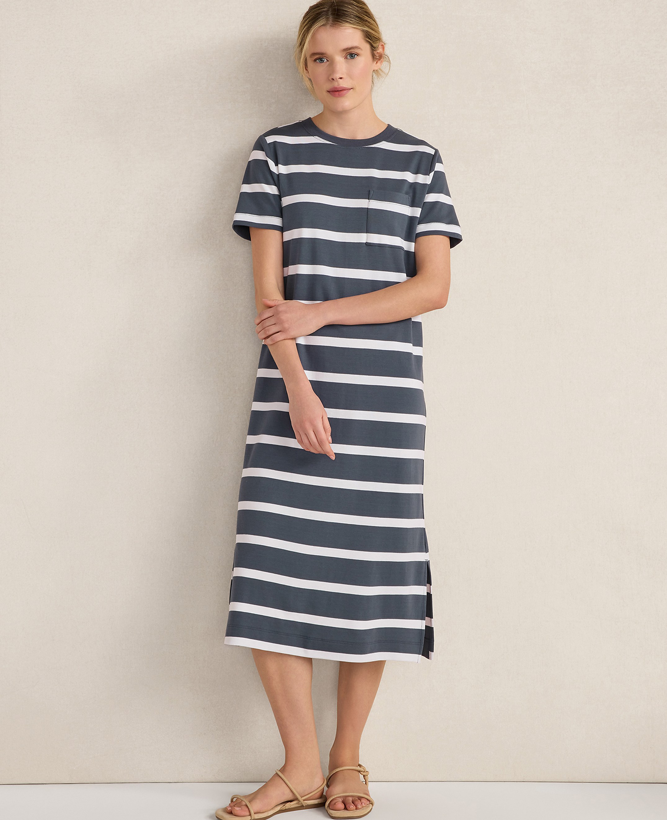 Haven Well Within Organic Cotton Interlock Striped Short Sleeve Dress