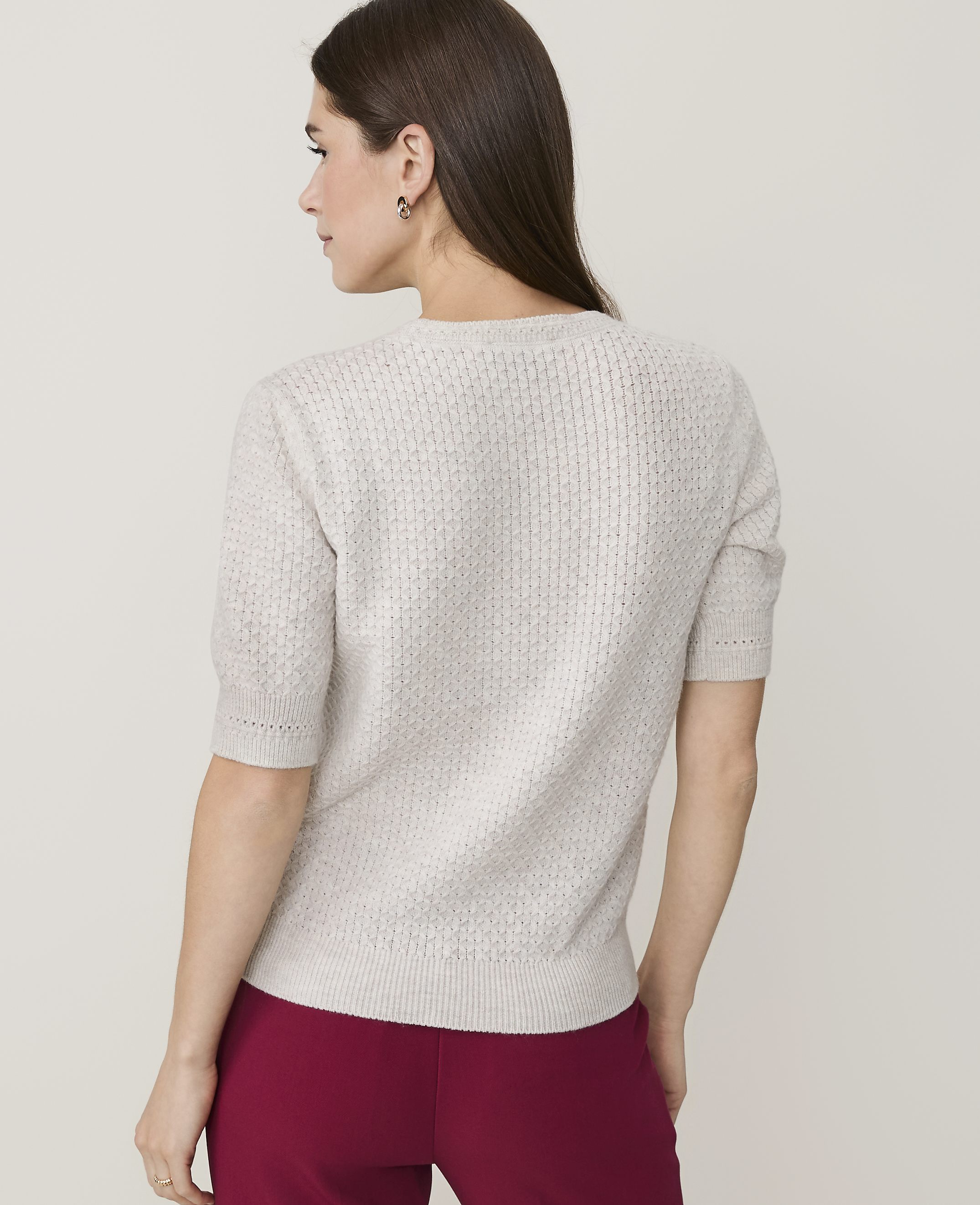 Pointelle Stitch Wedge Tee - thumbnail 3