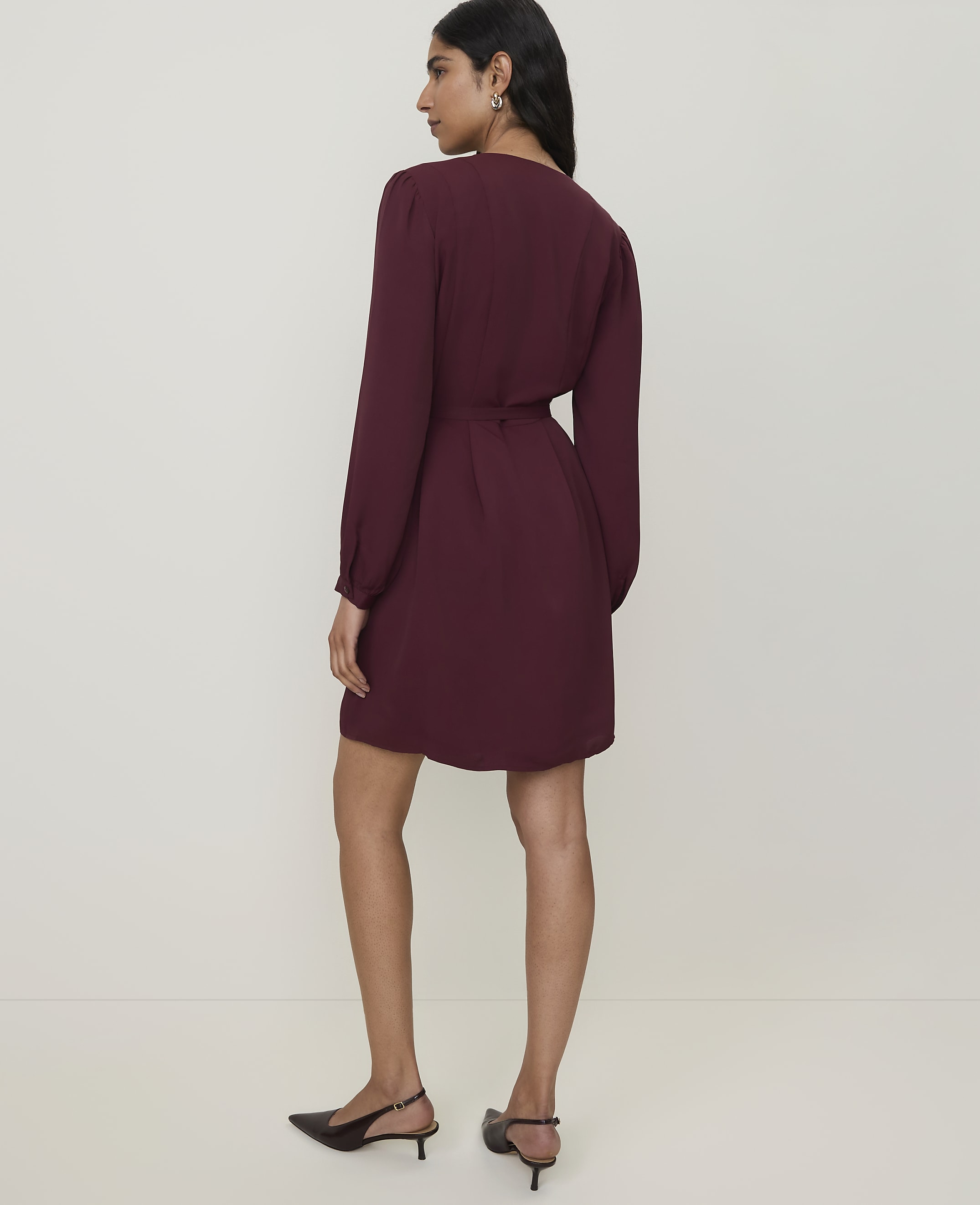 Belted V-Neck Flare Dress - thumbnail 3