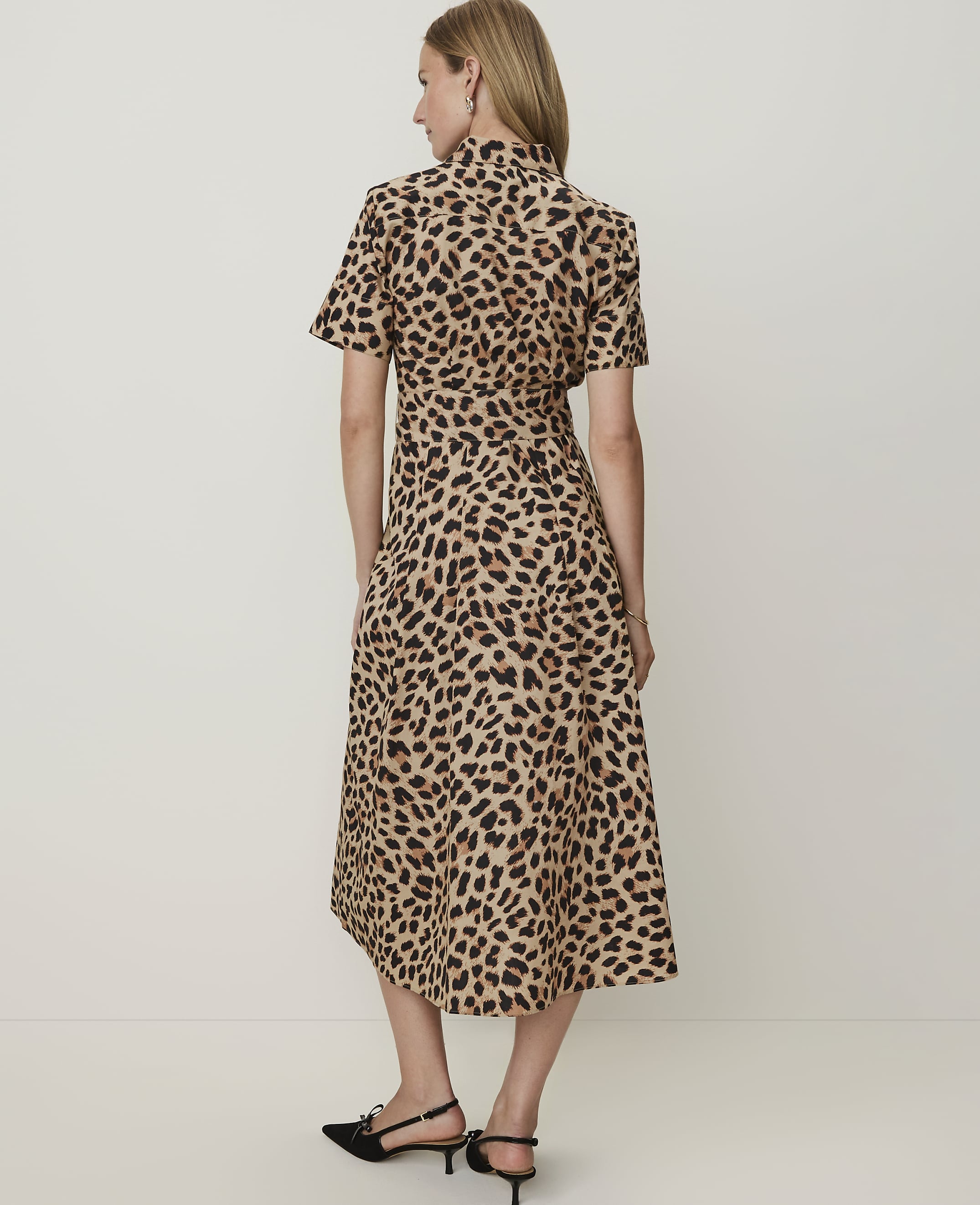 Animal Print Collared Midi Shirtdress - thumbnail 3