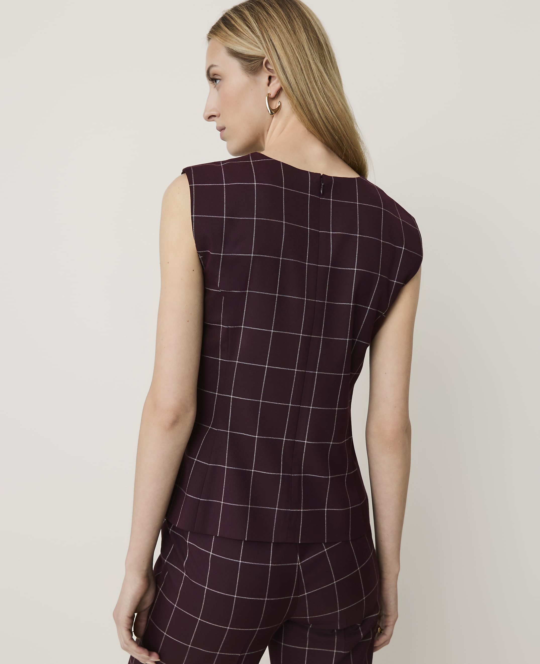 The Windowpane Crew Neck Peplum Top - thumbnail 3