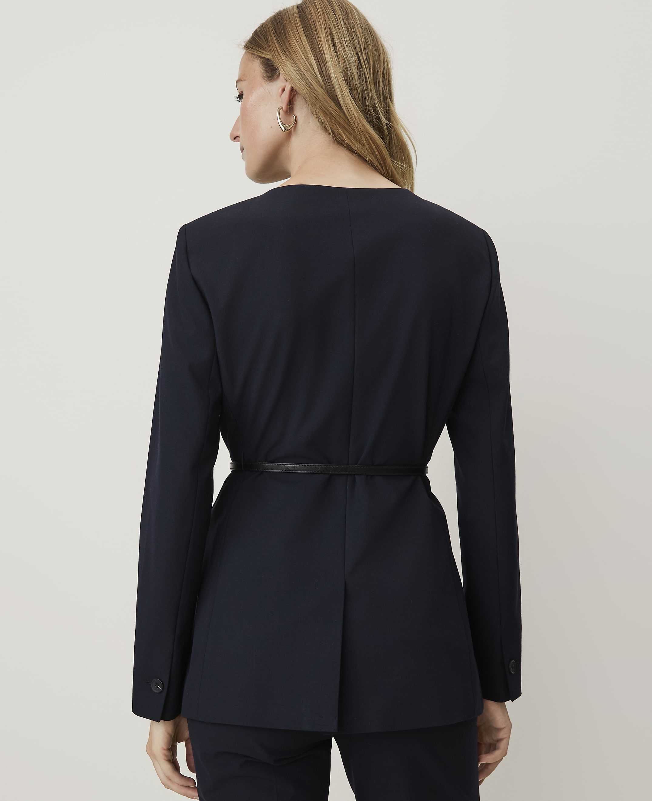 Belted Split Hem Jacket in Seasonless Stretch - thumbnail 3