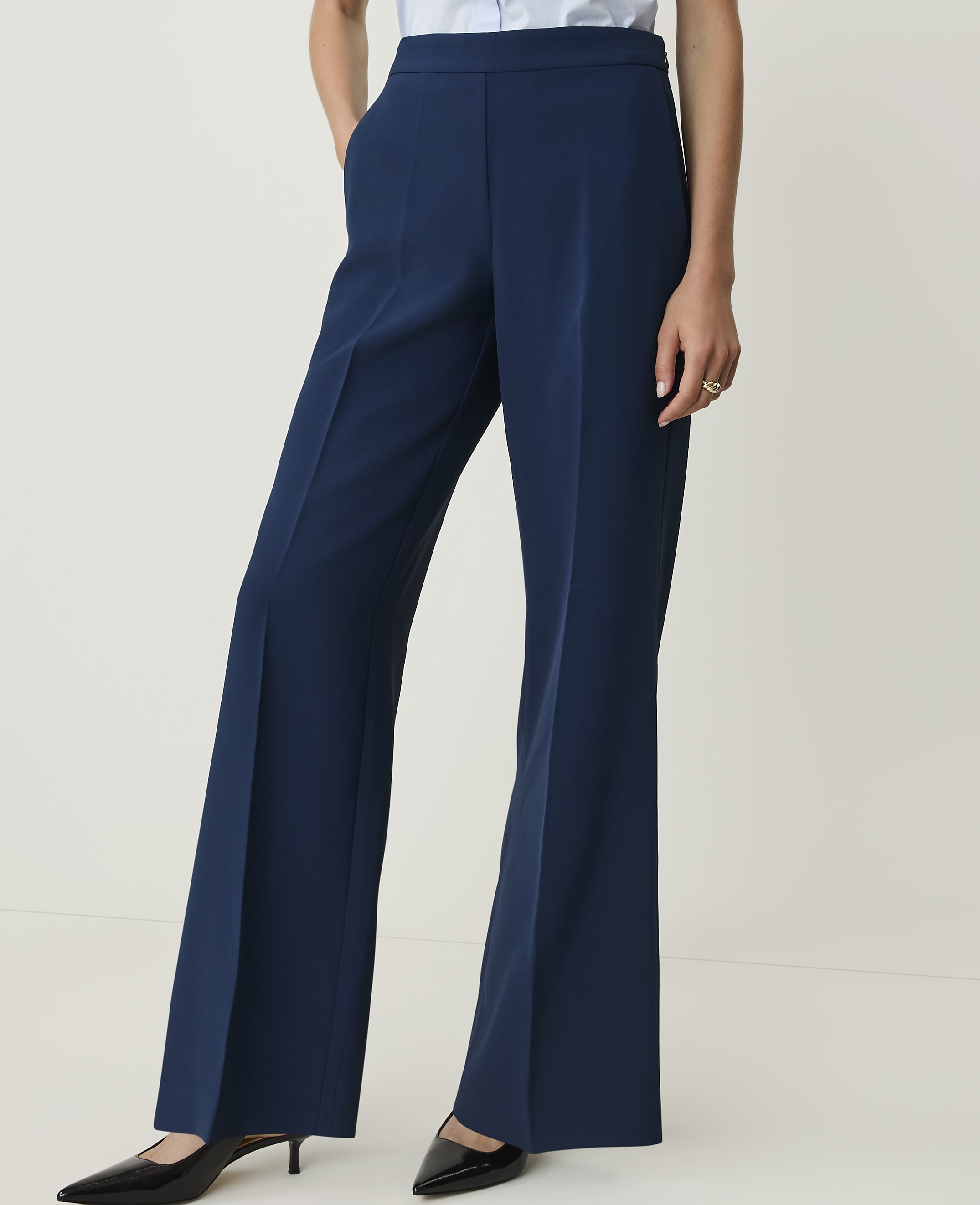The Side Zip Wide-Leg Pant in Fluid Crepe - thumbnail 3