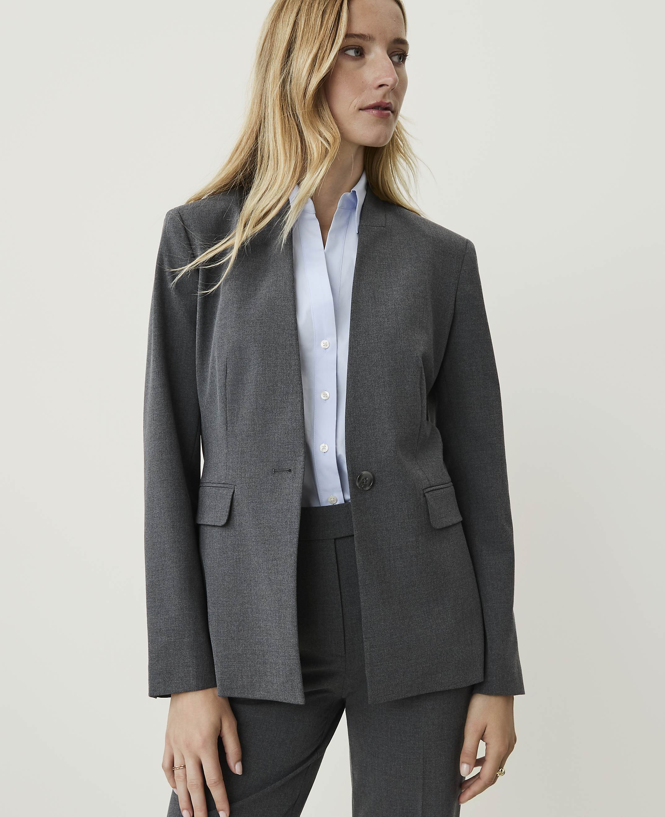 The Petite Collarless Blazer in Seasonless Stretch