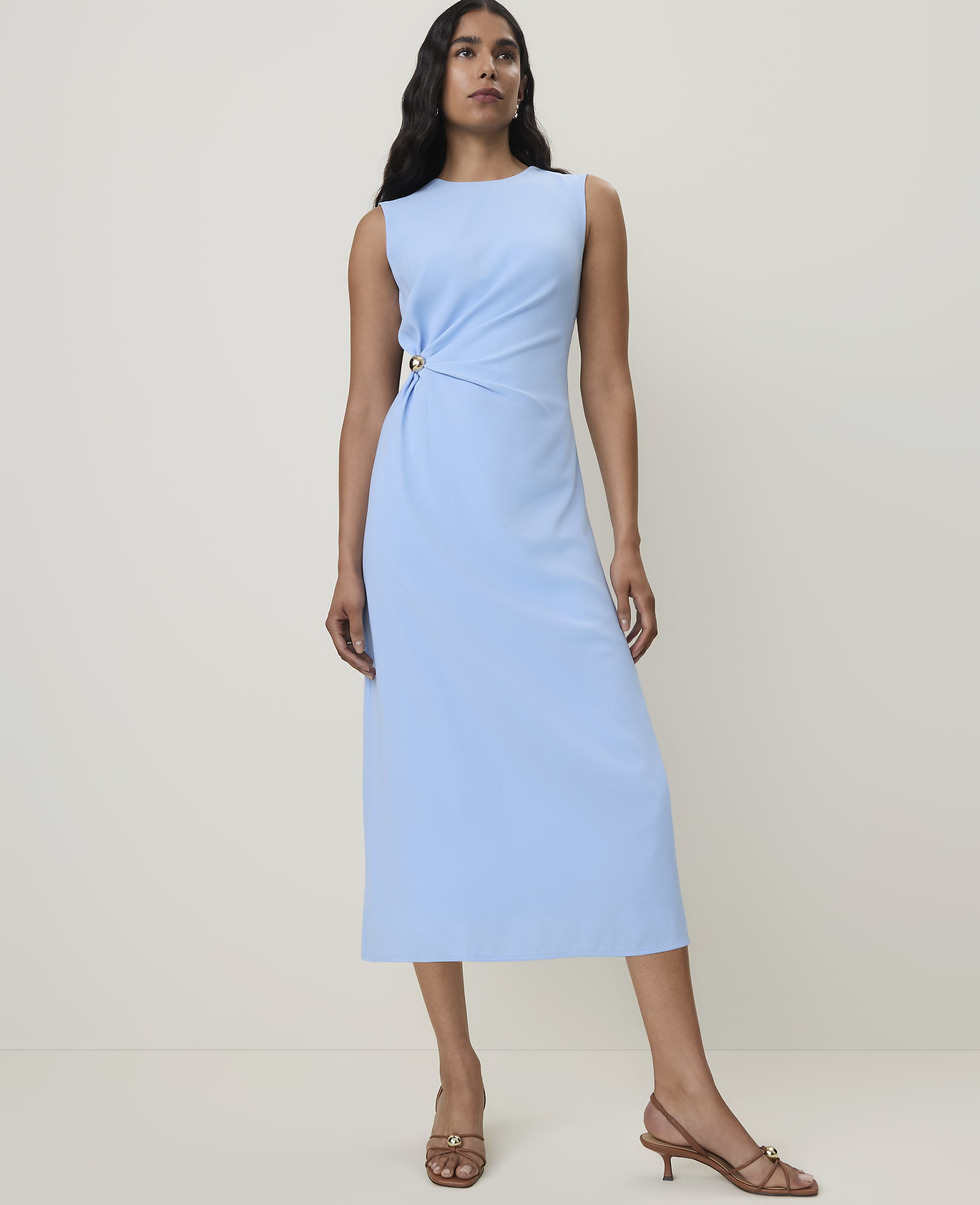 Petite Crew Neck Twist Sheath Dress