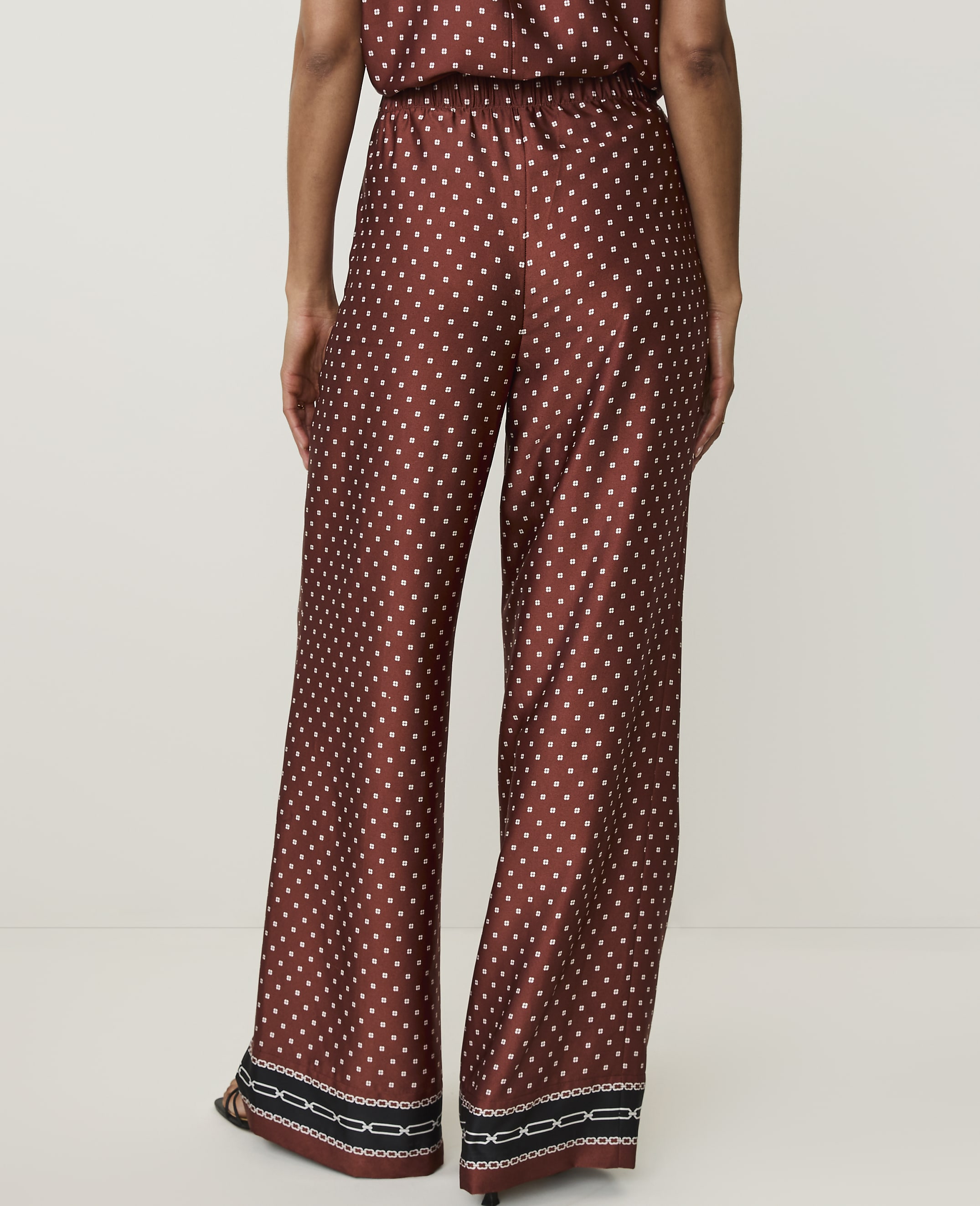 The Printed Drawstring Wide-Leg Pant in Satin - thumbnail 4
