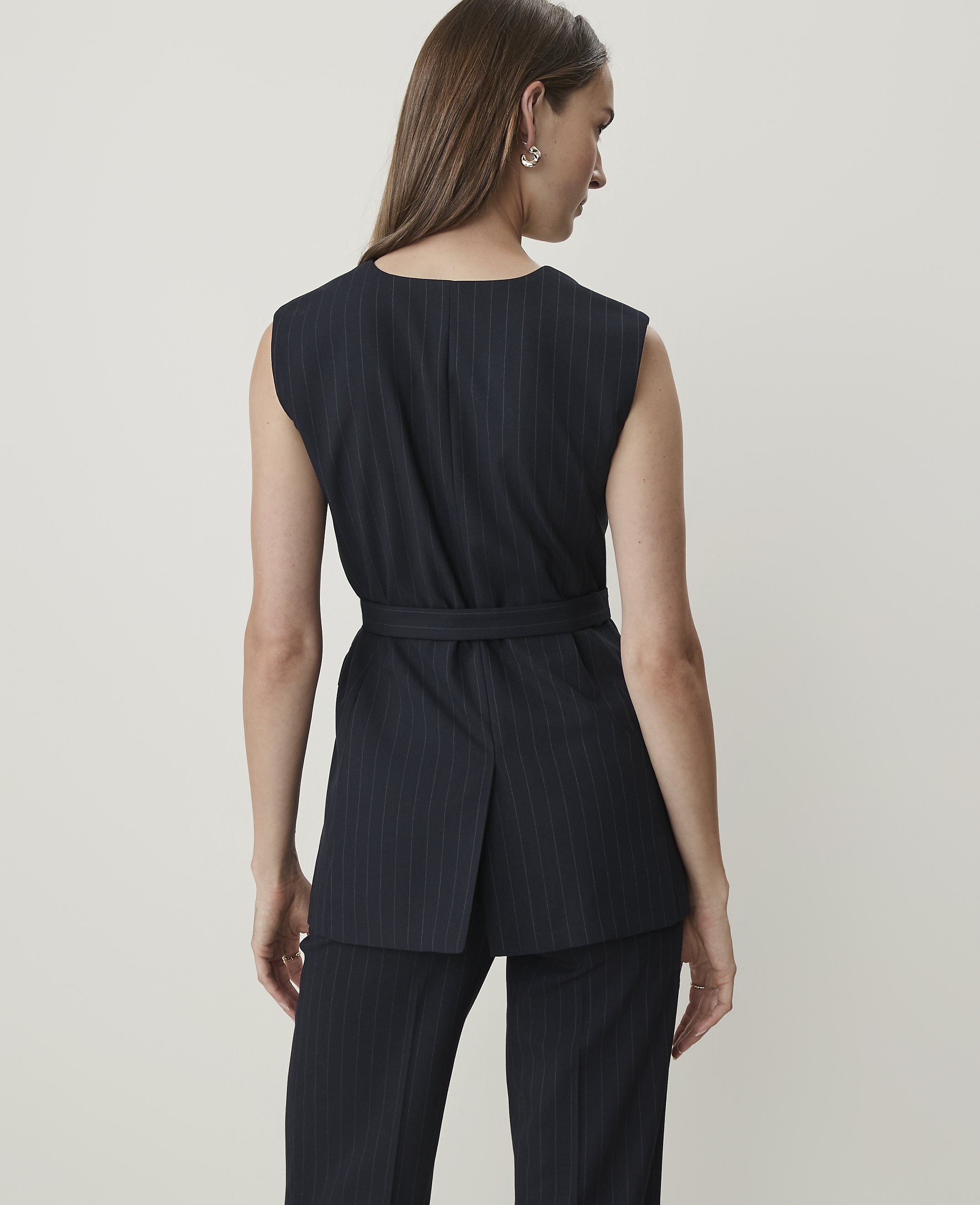 Pinstripe Belted Vest - thumbnail 3