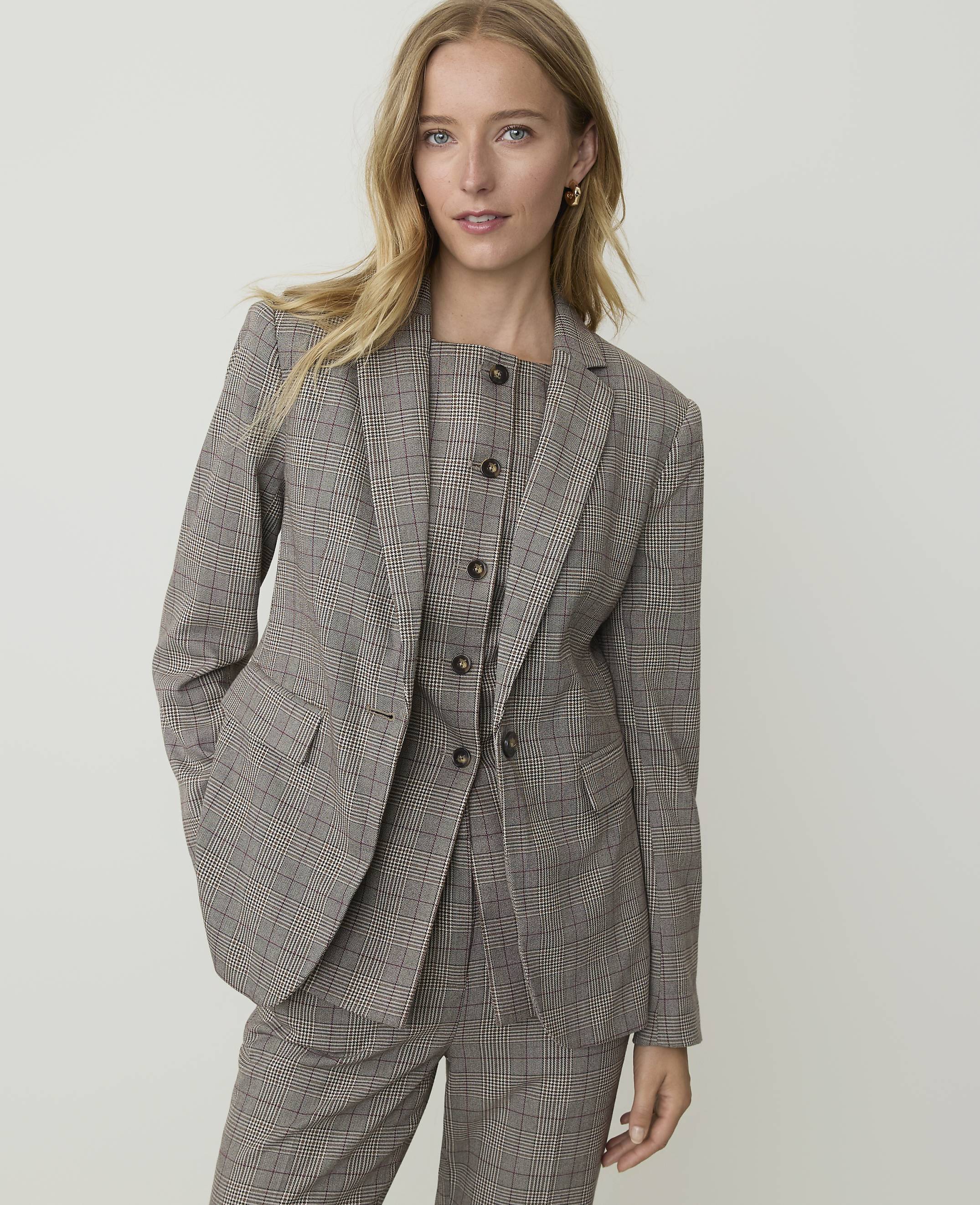 The Petite Plaid Single Button Blazer