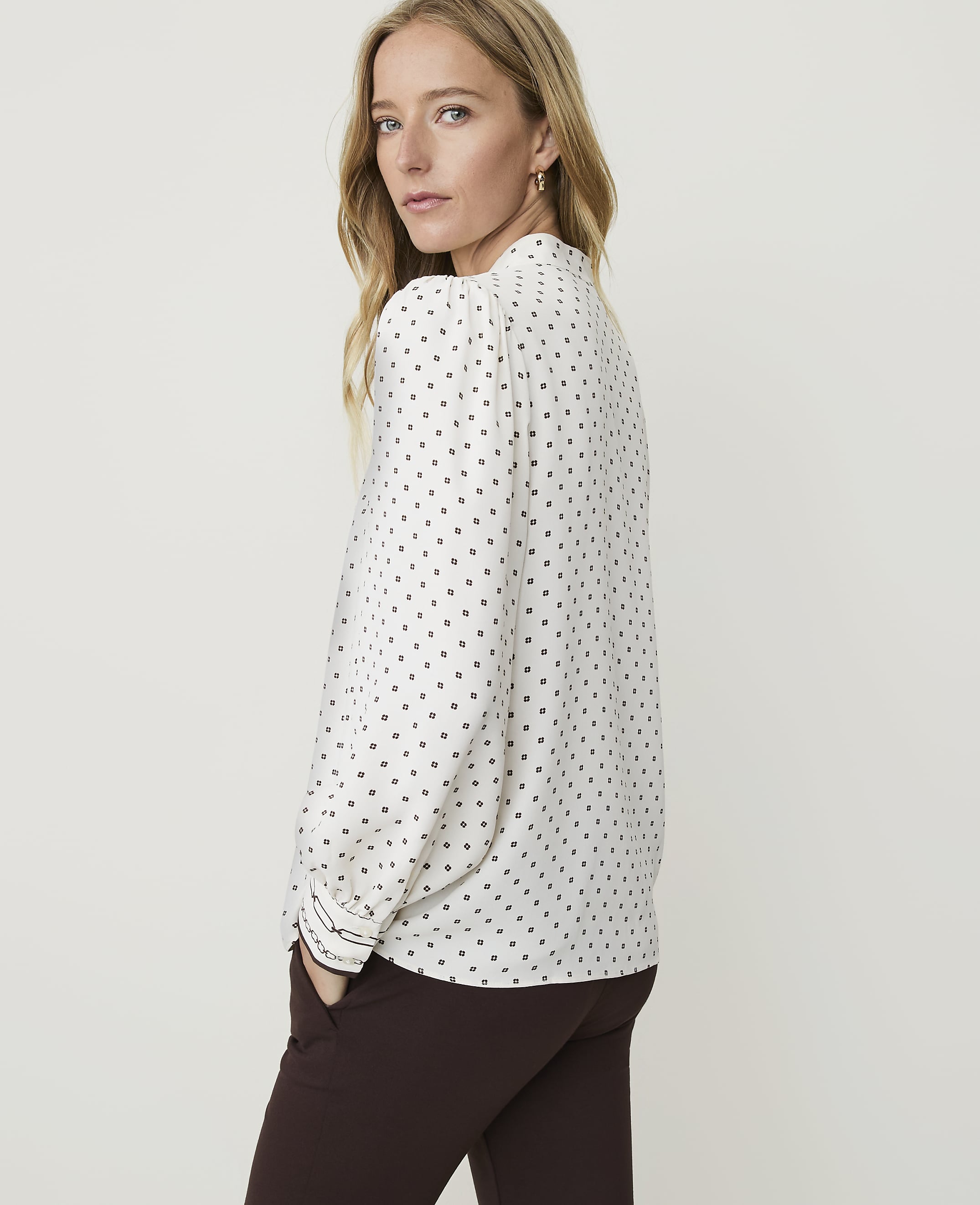 Geo Print Shirred Blouse - thumbnail 4