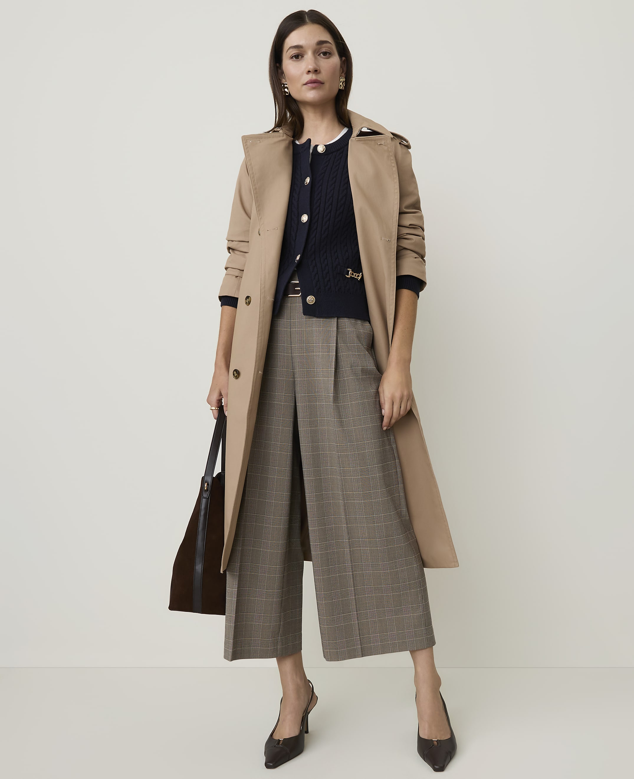 The Petite Plaid Belted Culotte Pant