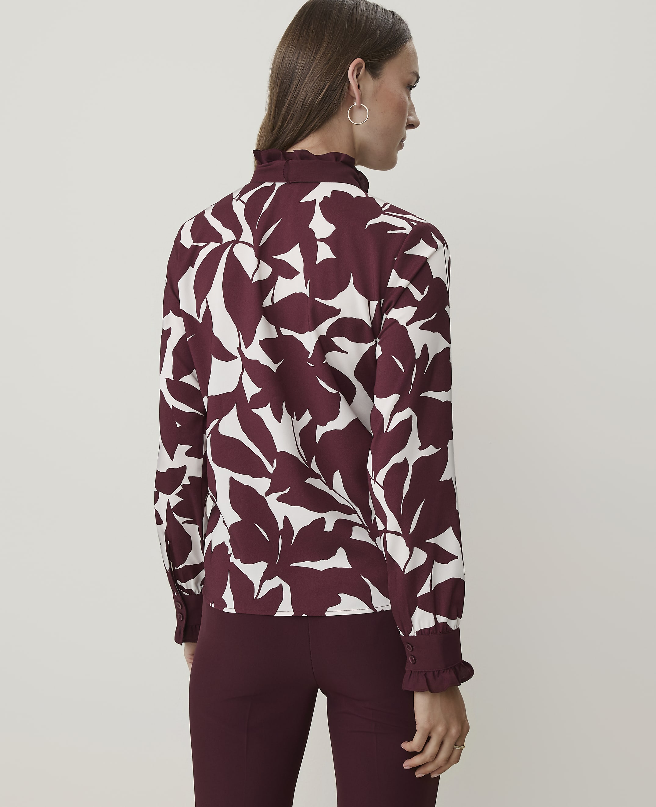 Floral Ruffle Bow Neck Blouse - thumbnail 3