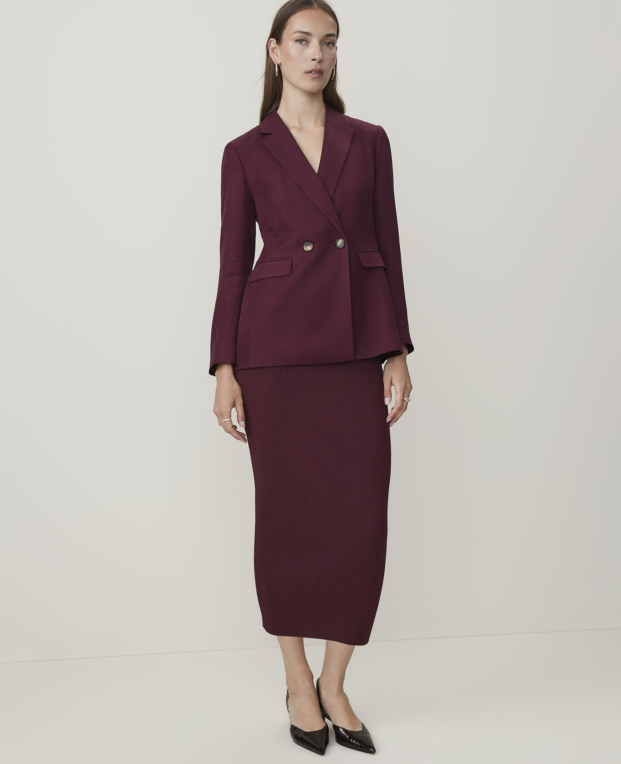 Petite Ribbed Midi Sweater Skirt