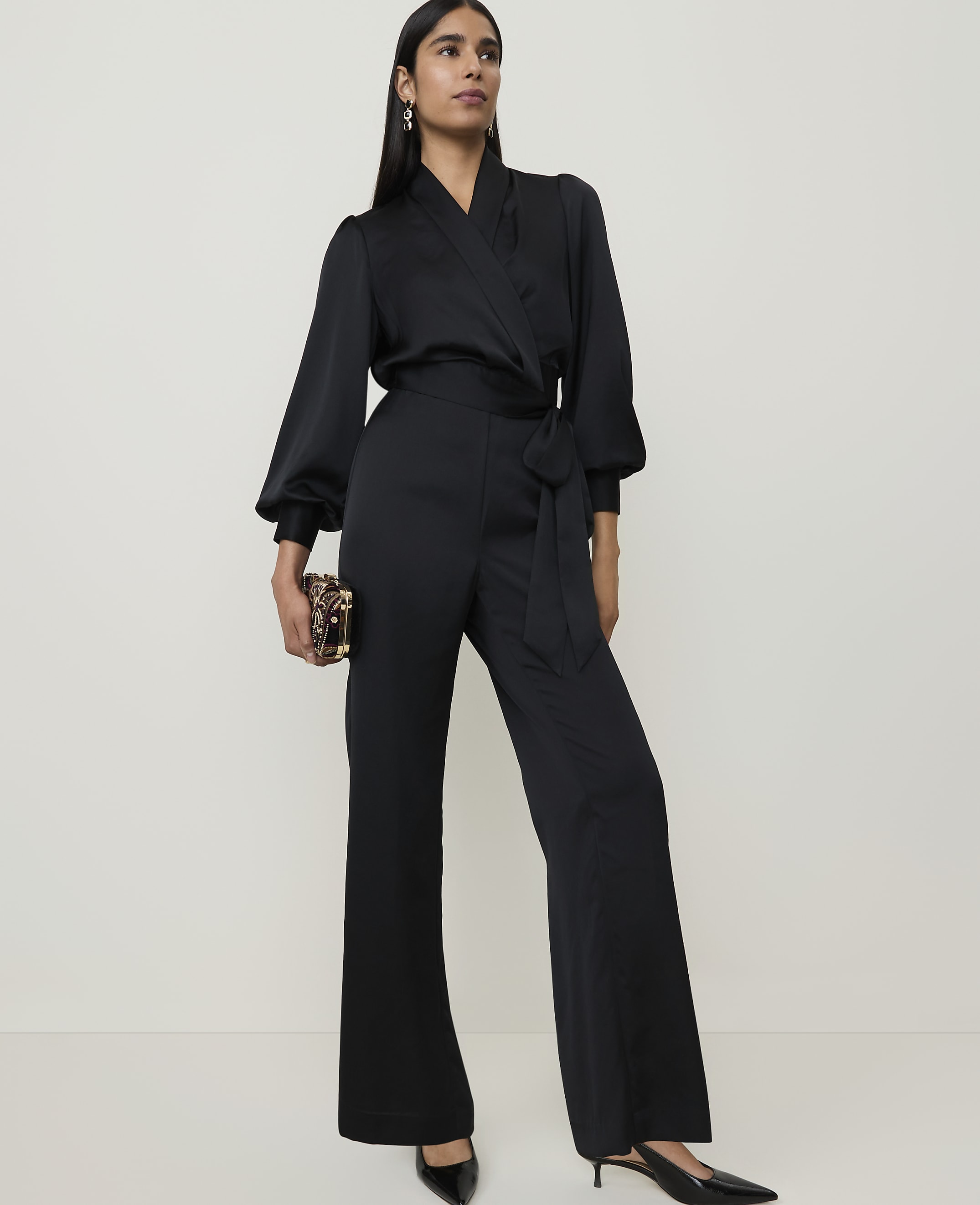 The Petite Side Zip Pant in Satin