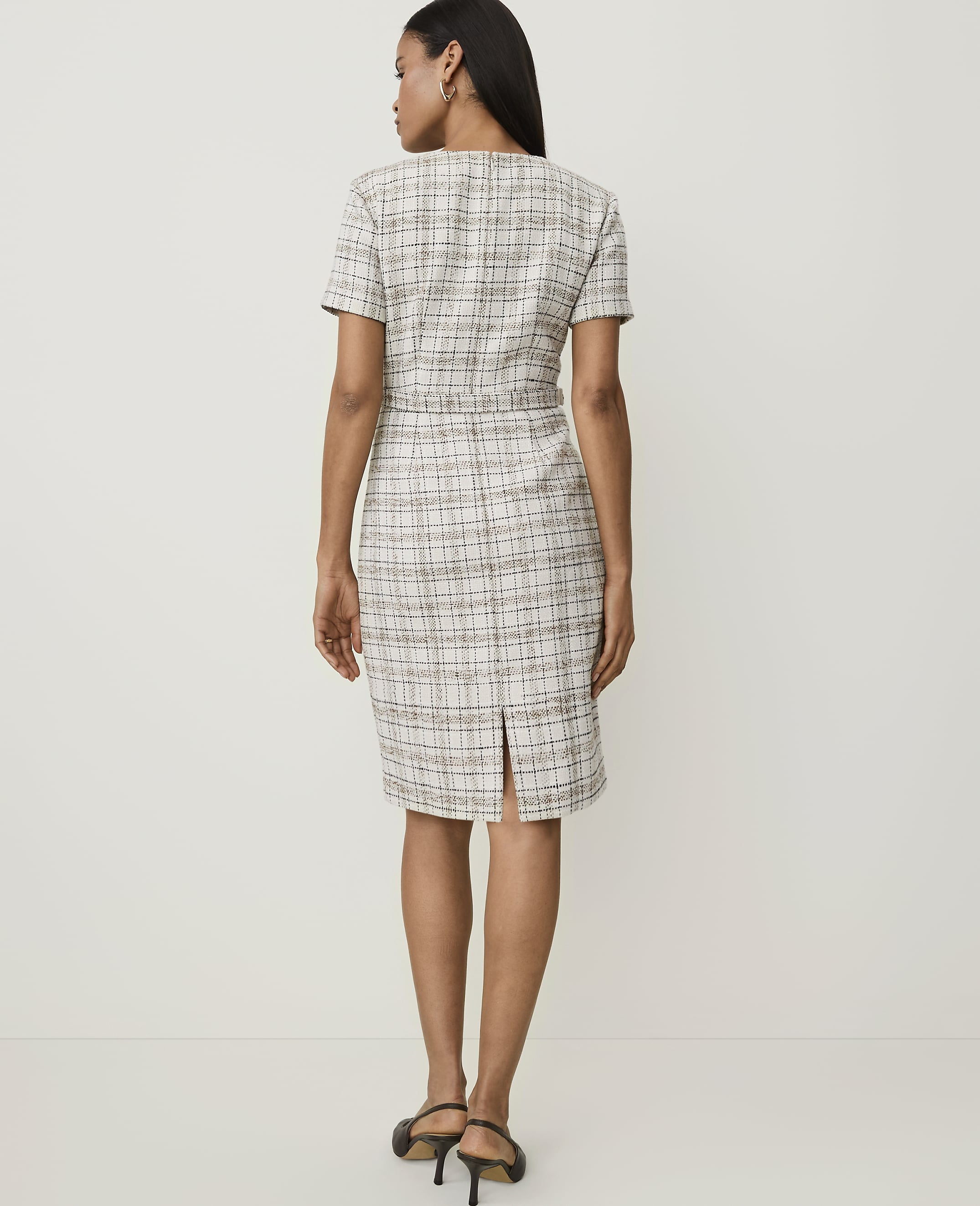 Belted Sheath Dress in Tweed - thumbnail 3