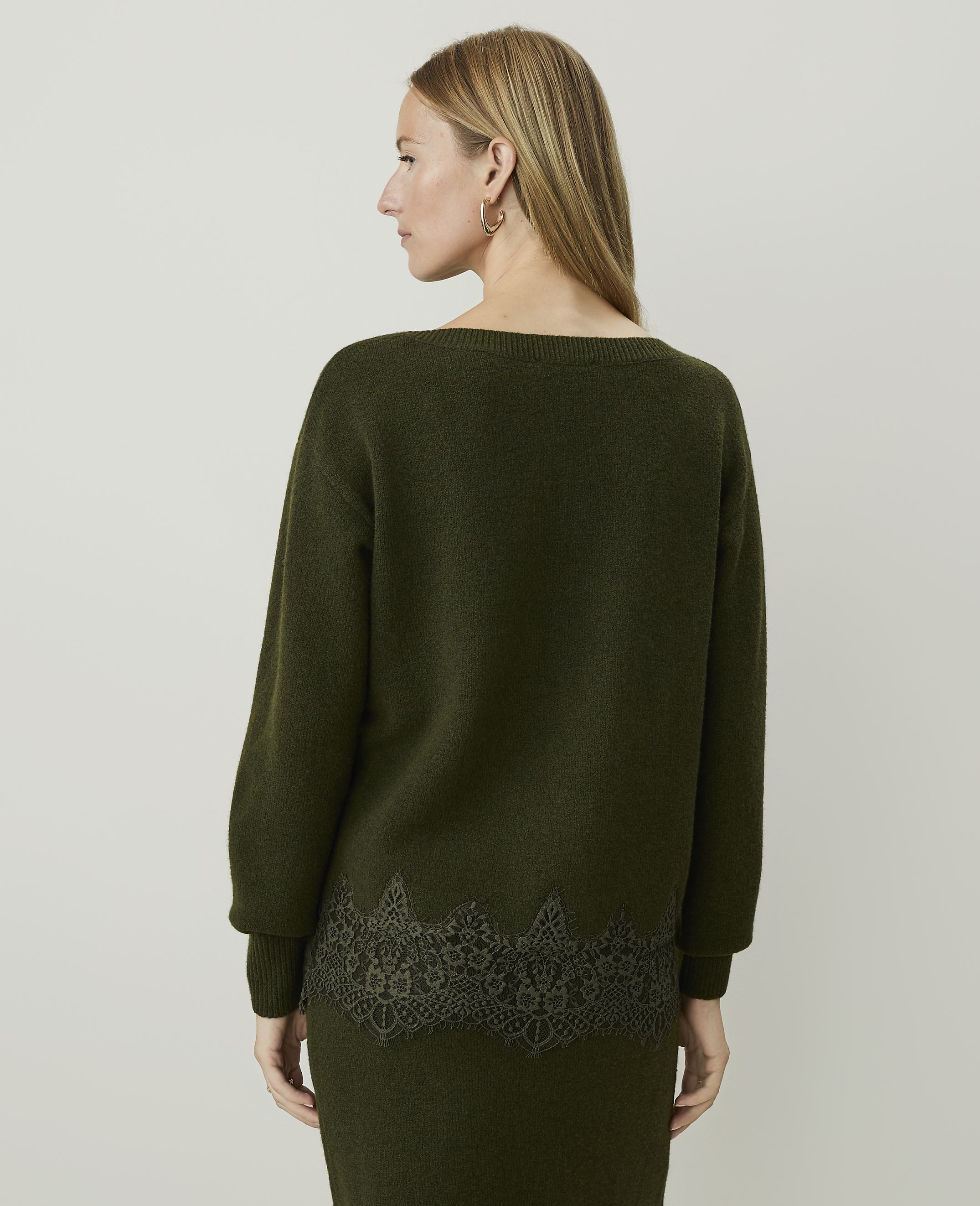 Lace Trim Boatneck Sweater - thumbnail 3
