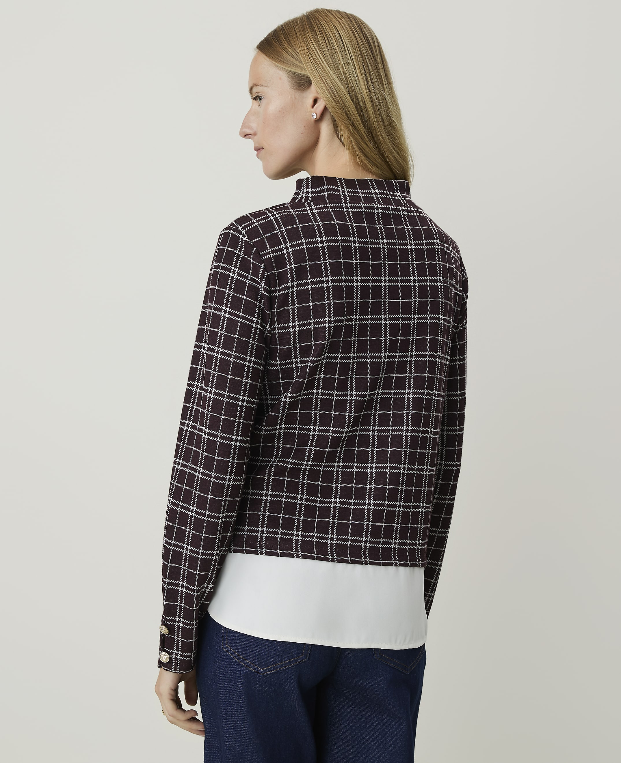 Plaid Layered Mock Neck Top - thumbnail 3