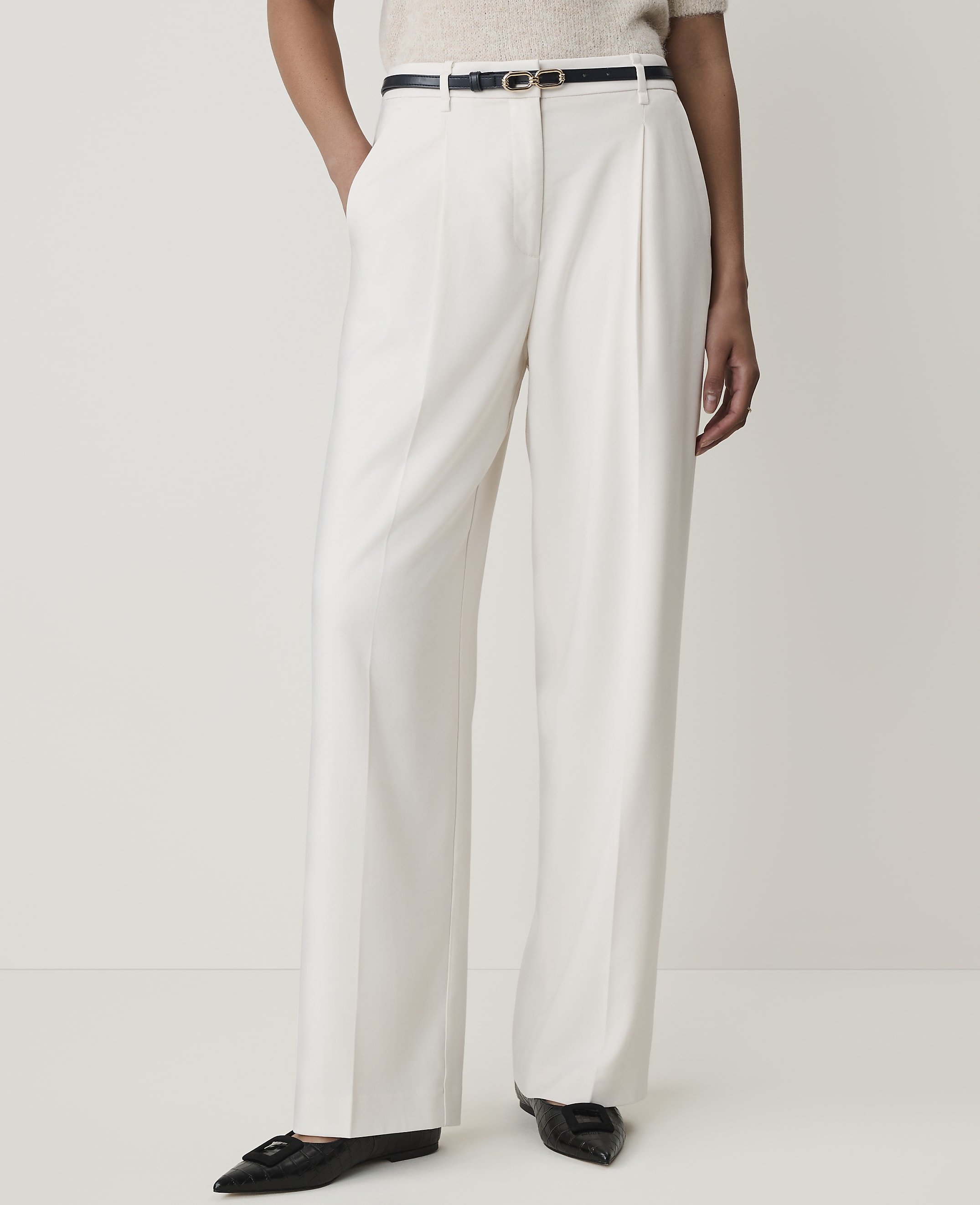 The Belted Pleated Straight Pant - thumbnail 3