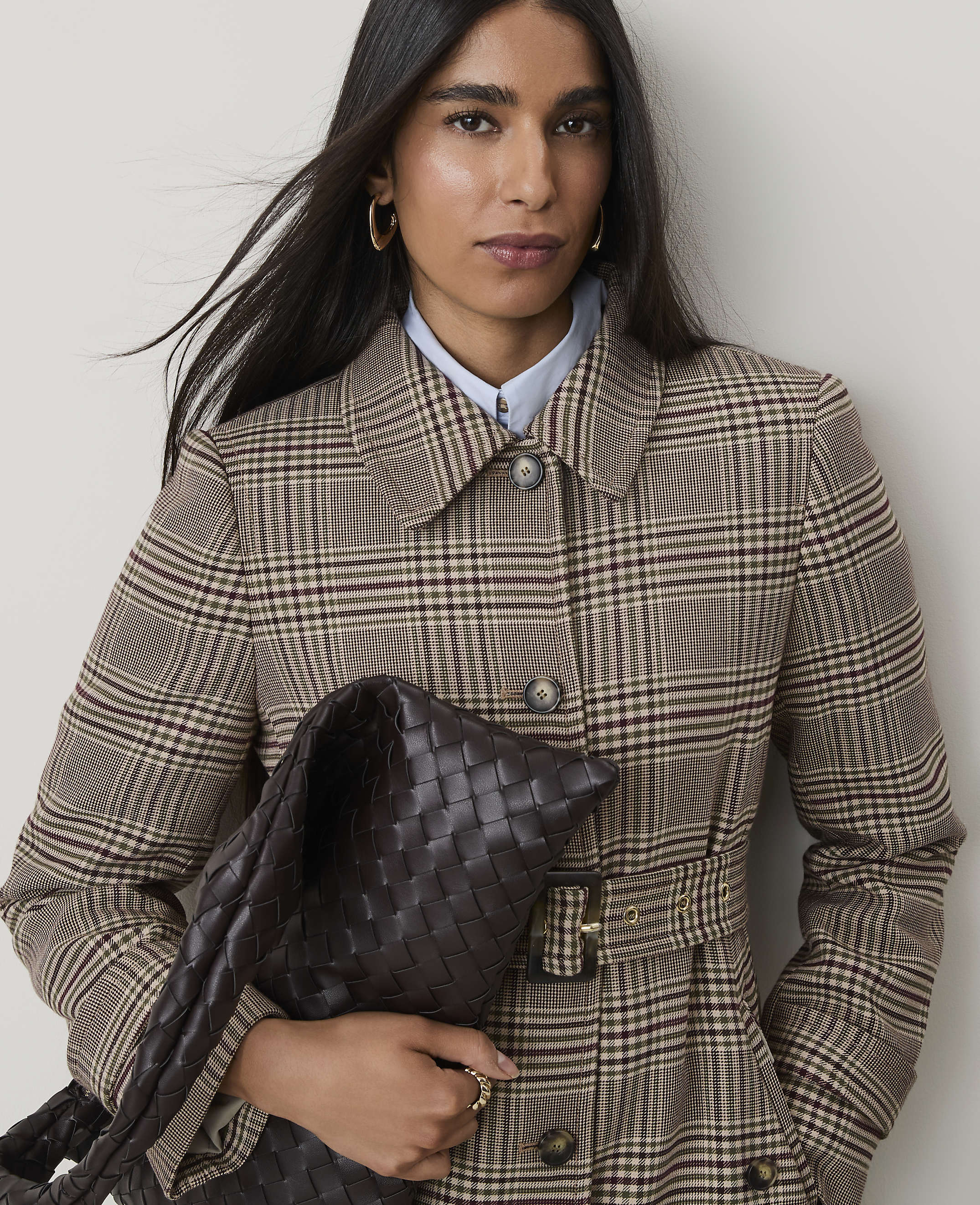 Plaid Belted Coat - thumbnail 4