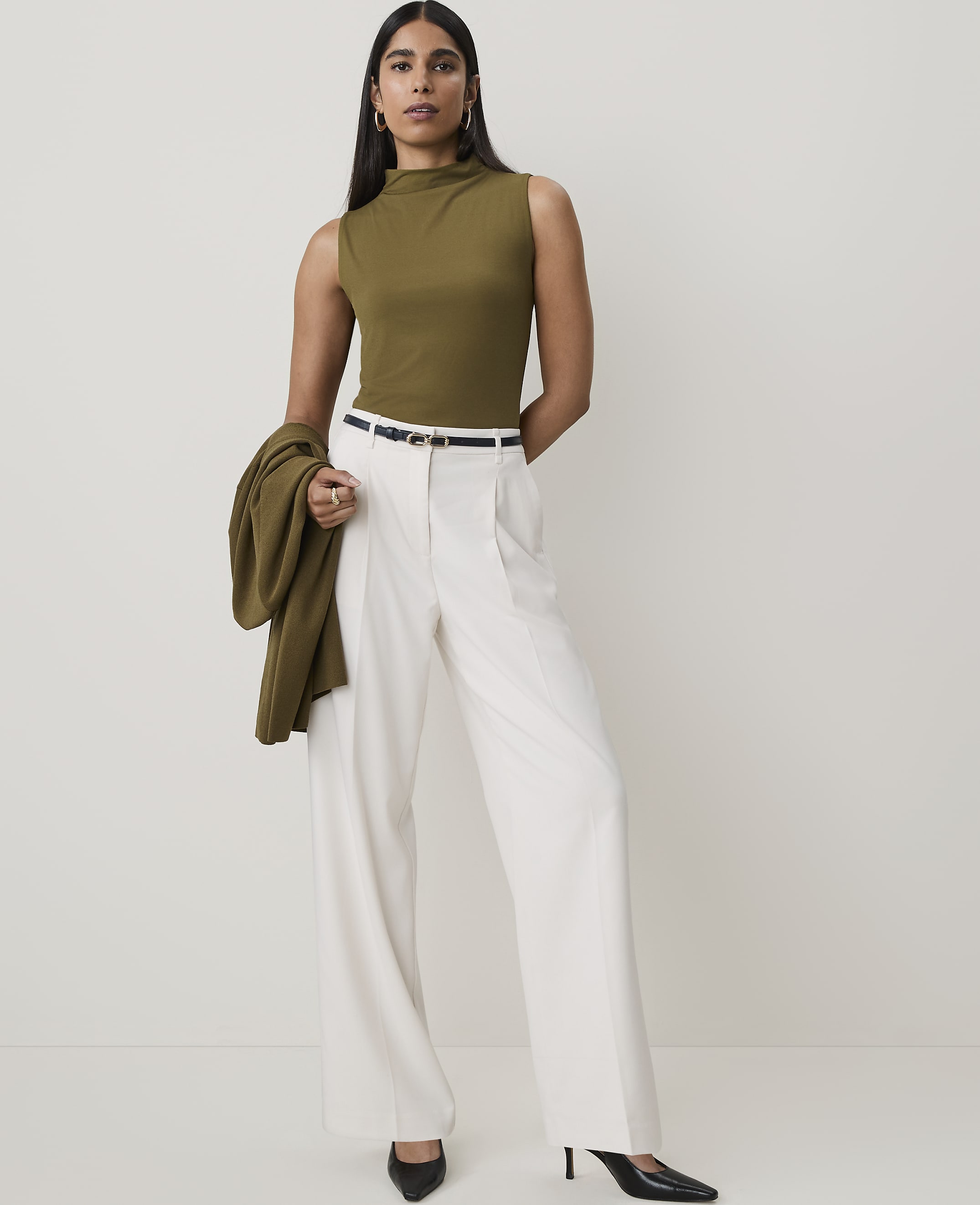 The Belted Pleated Straight Pant - thumbnail 5