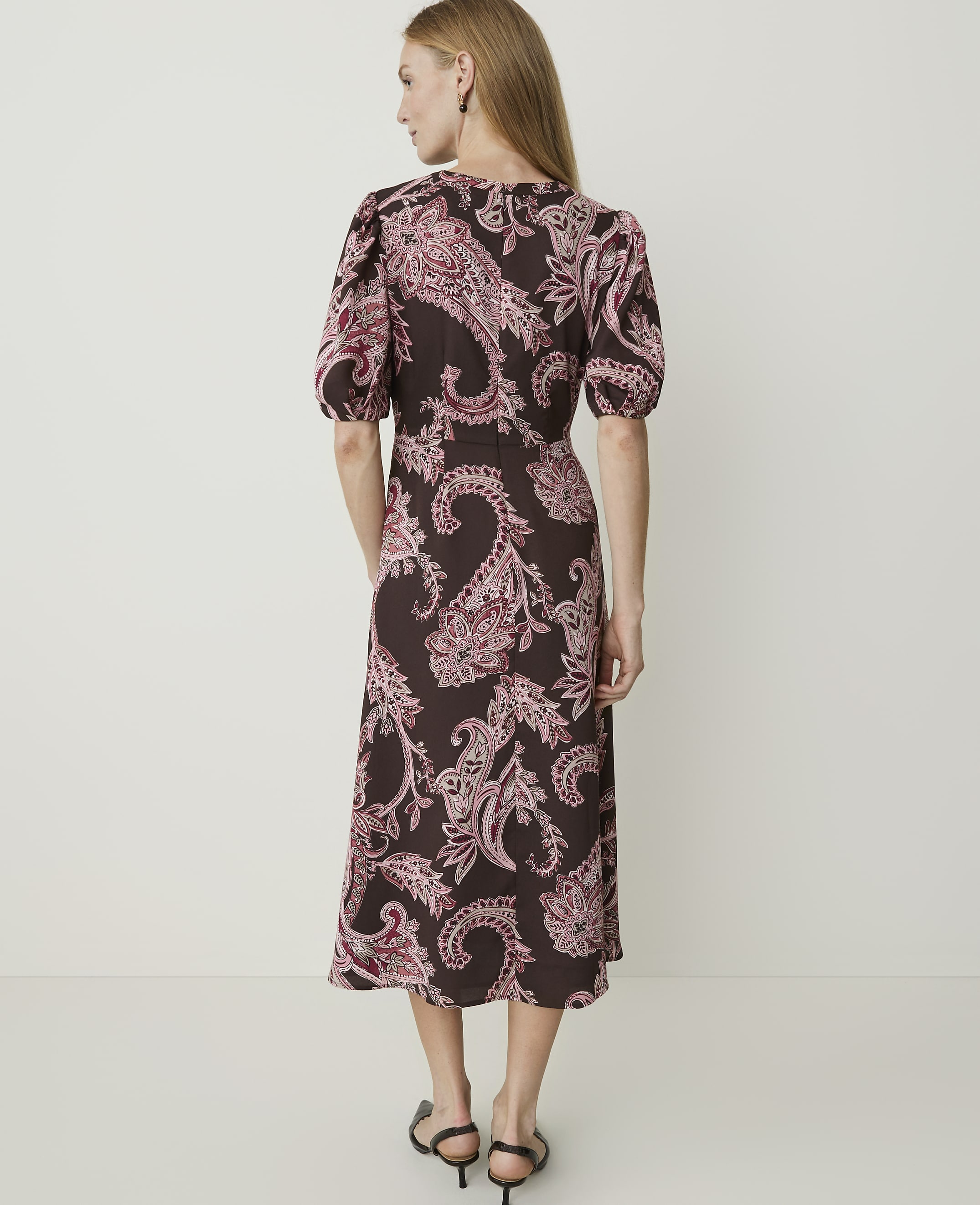 Paisley Puff Sleeve Midi Dress - thumbnail 3