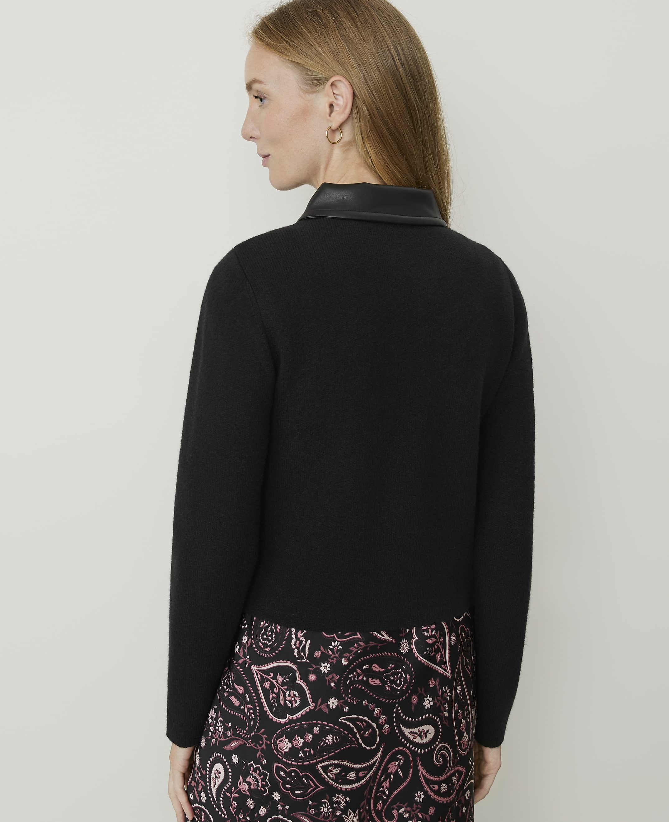 Collared Mixed Media Jacket - thumbnail 3
